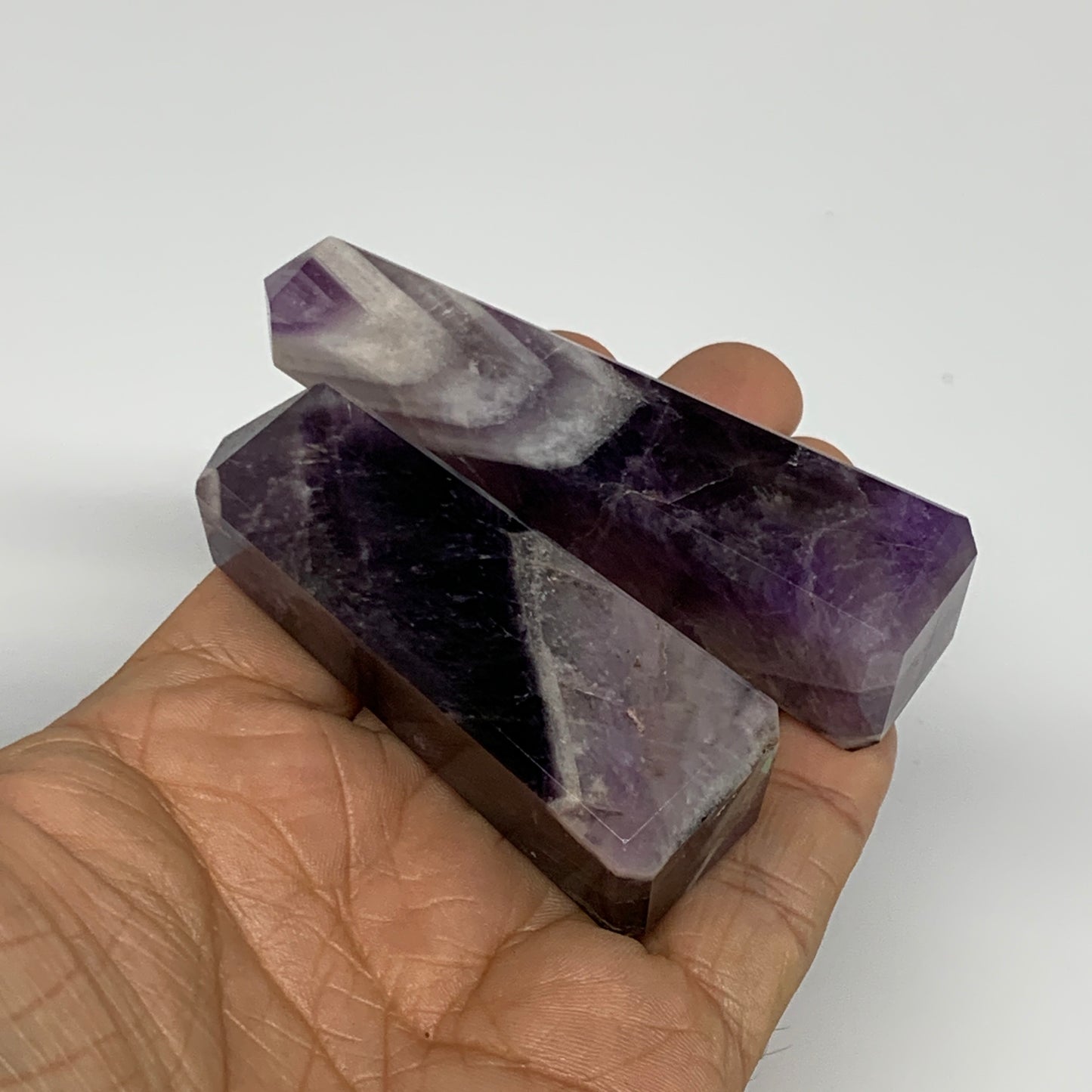 118g, 2.5"-3.2", 2pcs, Natural Amethyst Tower Point Obelisk @Brazil, B31243