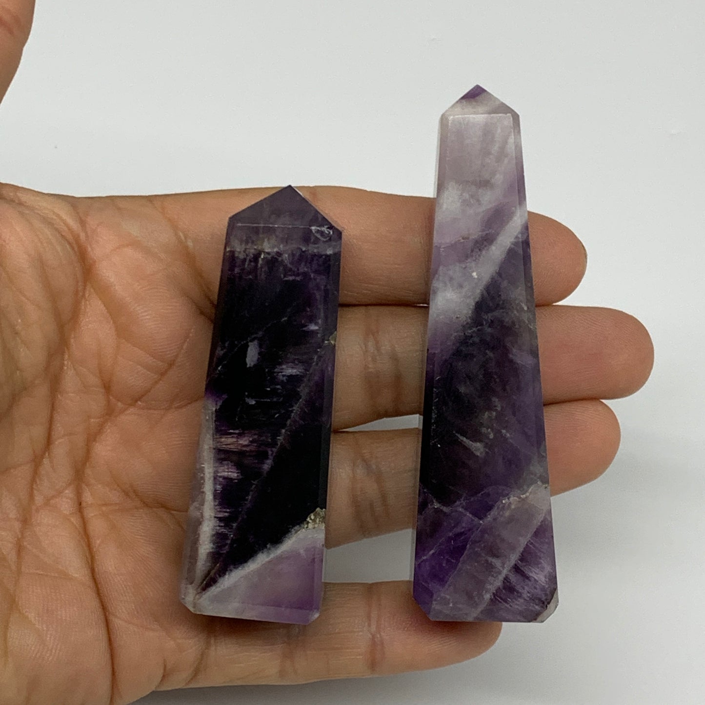 118g, 2.5"-3.2", 2pcs, Natural Amethyst Tower Point Obelisk @Brazil, B31243