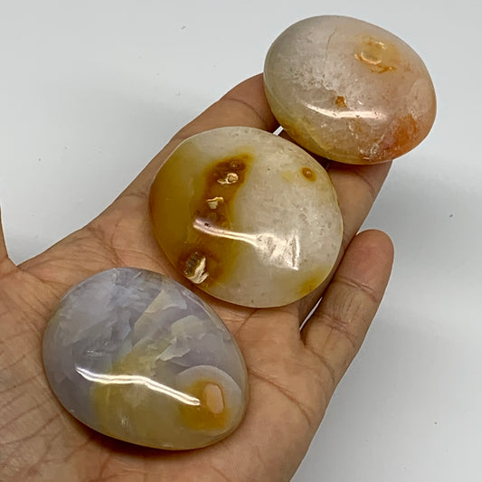 221.5g, 1.9"-2.1", 3pcs, Red Carnelian Palm-Stone Gem Crystal Polished, B37613