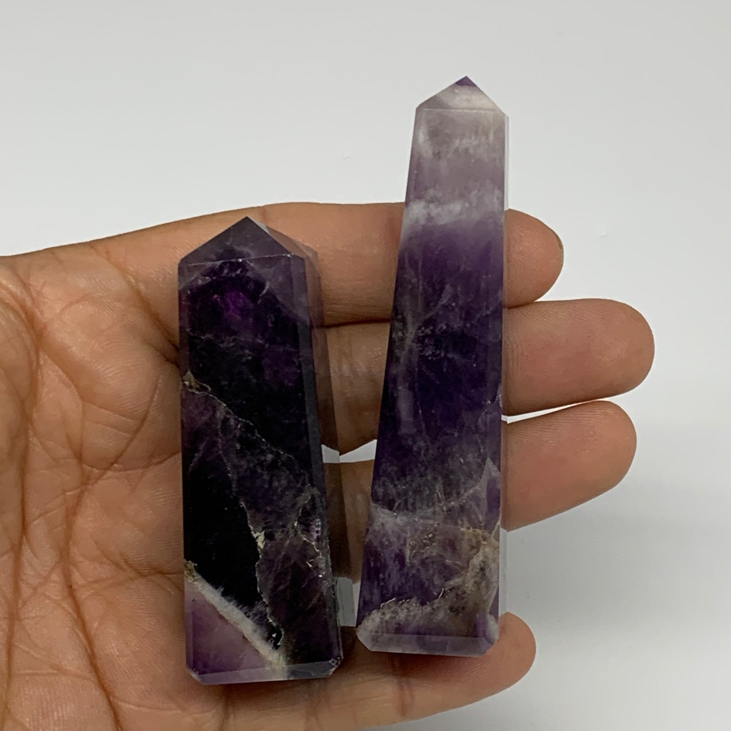 118g, 2.5"-3.2", 2pcs, Natural Amethyst Tower Point Obelisk @Brazil, B31243