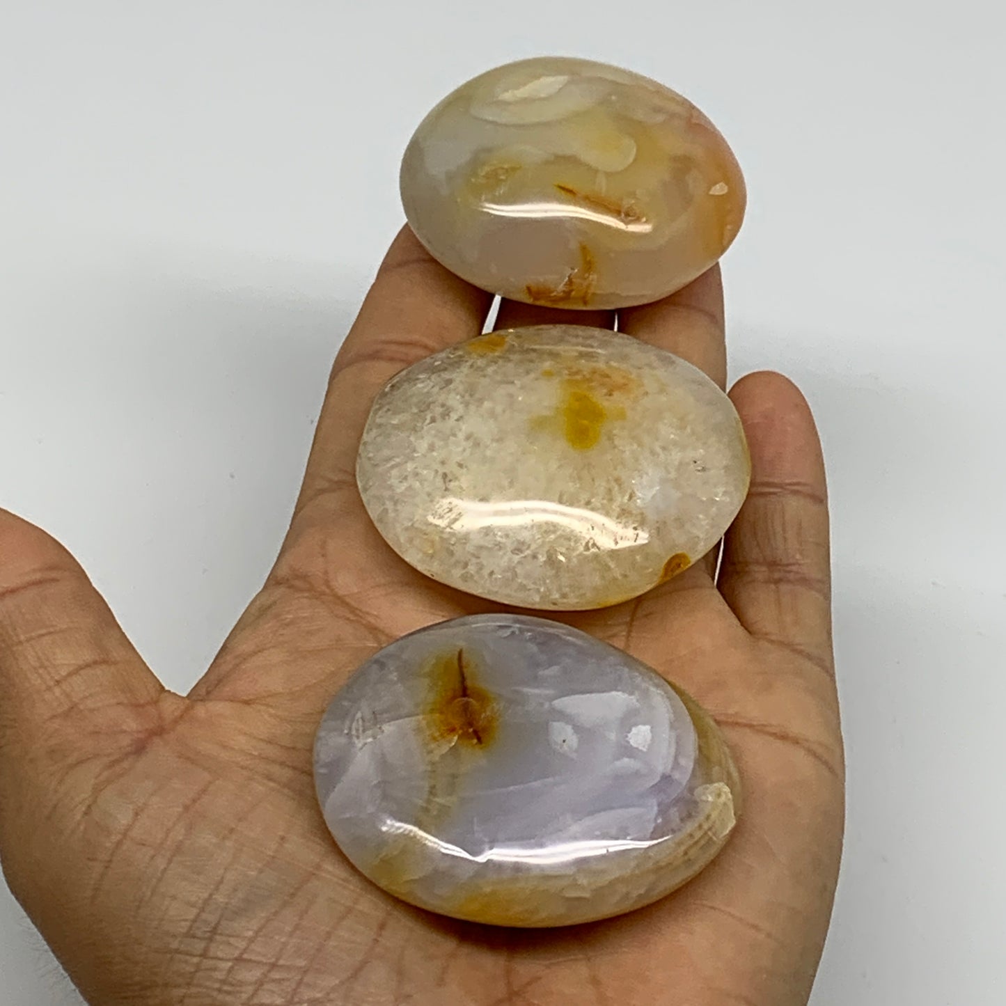 221.5g, 1.9"-2.1", 3pcs, Red Carnelian Palm-Stone Gem Crystal Polished, B37613