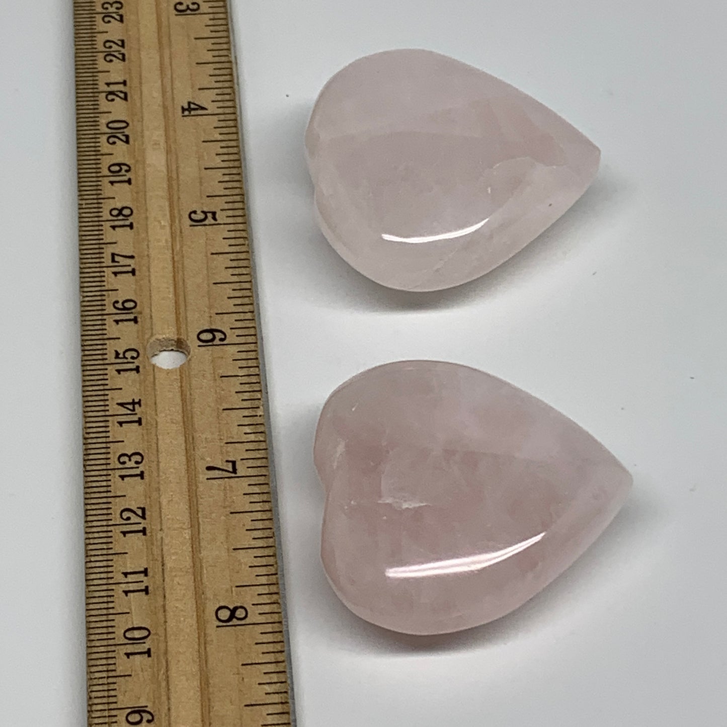 114.9g, 1.7"-1.8", 2pcs,  Rose Quartz Heart Healing Crystal @Madagascar, B34575