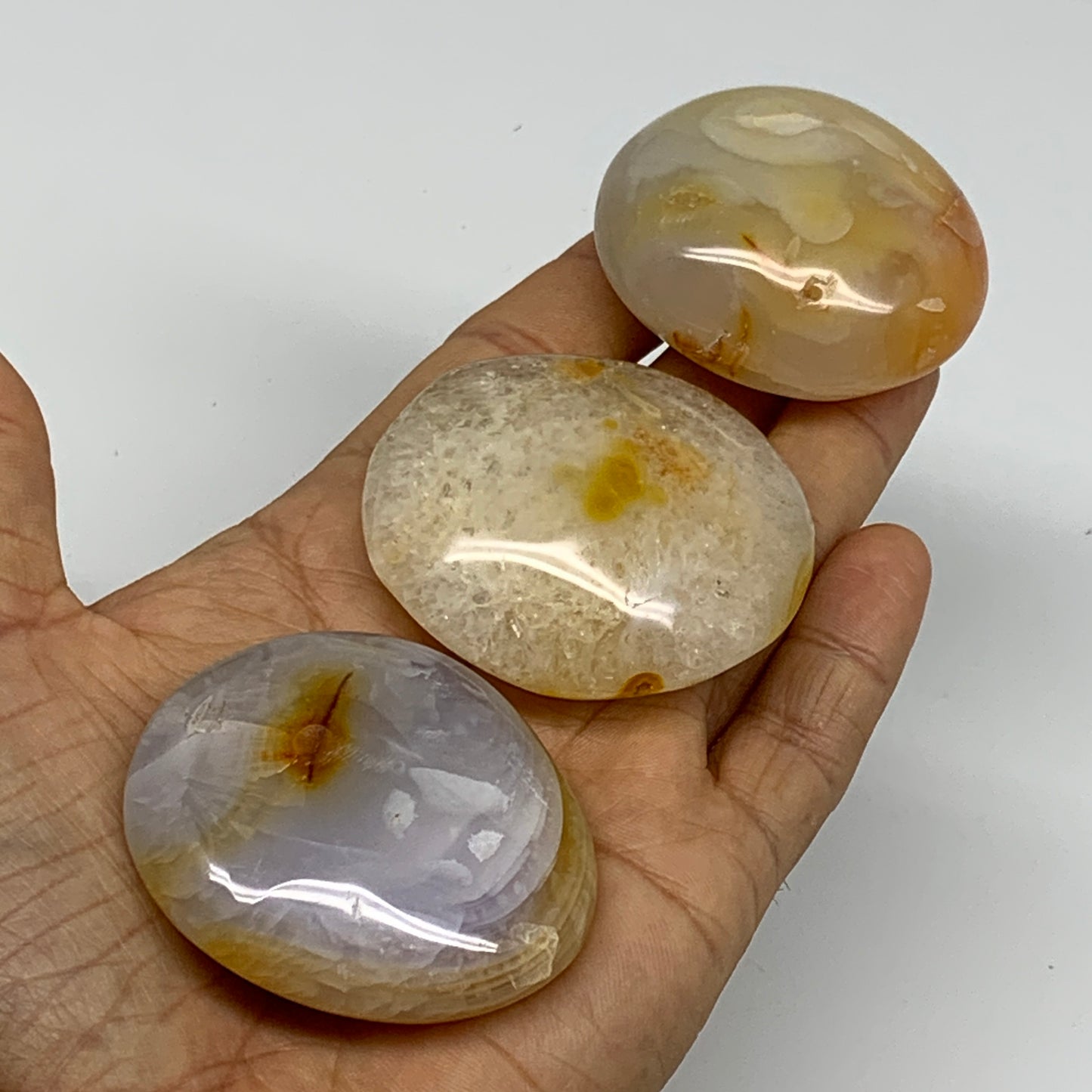 221.5g, 1.9"-2.1", 3pcs, Red Carnelian Palm-Stone Gem Crystal Polished, B37613