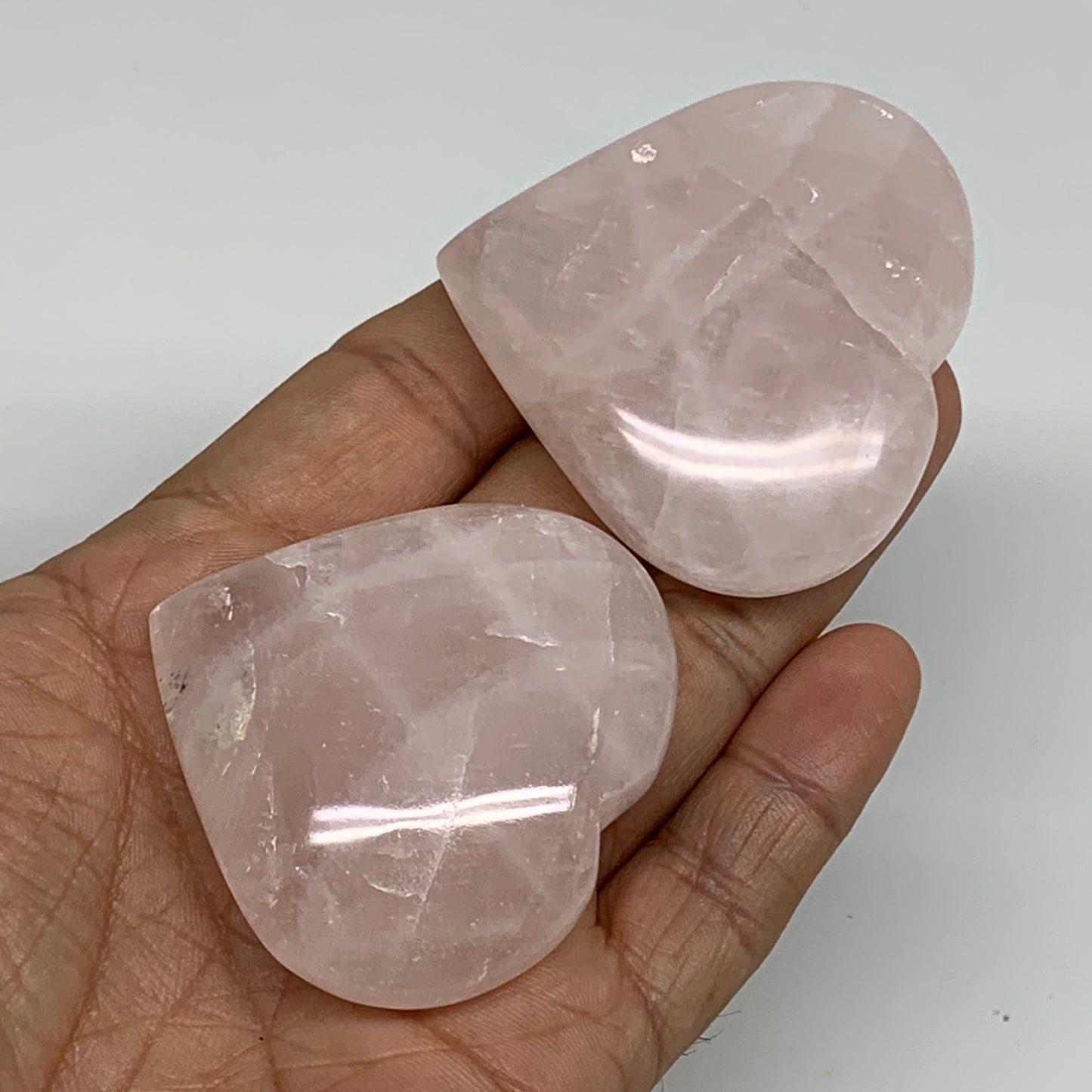 137.5g, 1.9"-2", 2pcs,  Rose Quartz Heart Healing Crystal @Madagascar, B34576