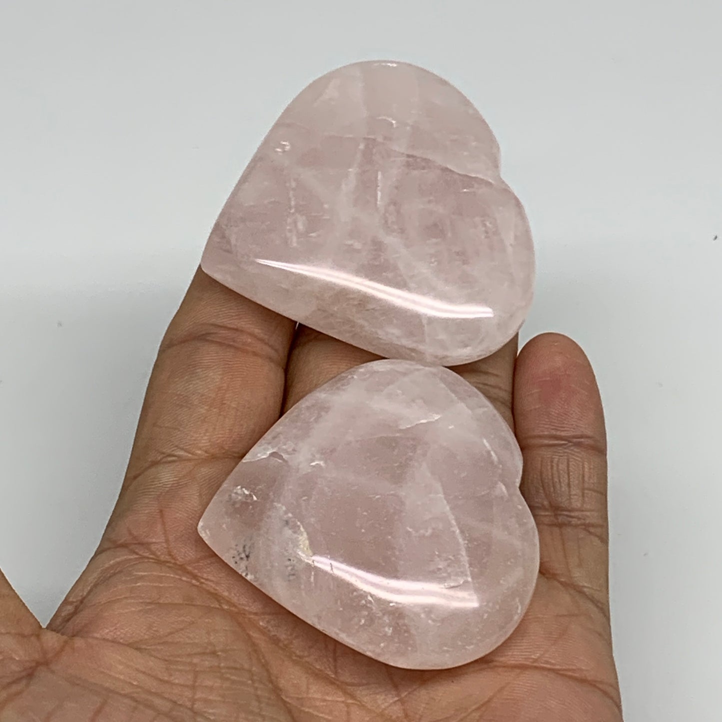 137.5g, 1.9"-2", 2pcs,  Rose Quartz Heart Healing Crystal @Madagascar, B34576