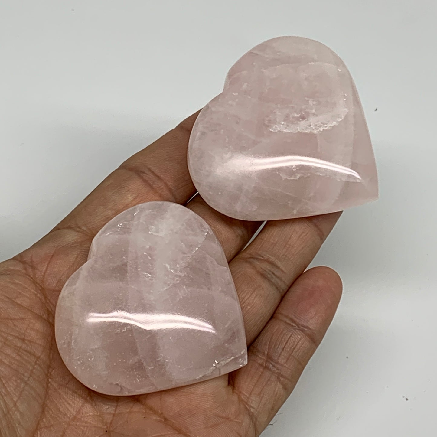 137.5g, 1.9"-2", 2pcs,  Rose Quartz Heart Healing Crystal @Madagascar, B34576