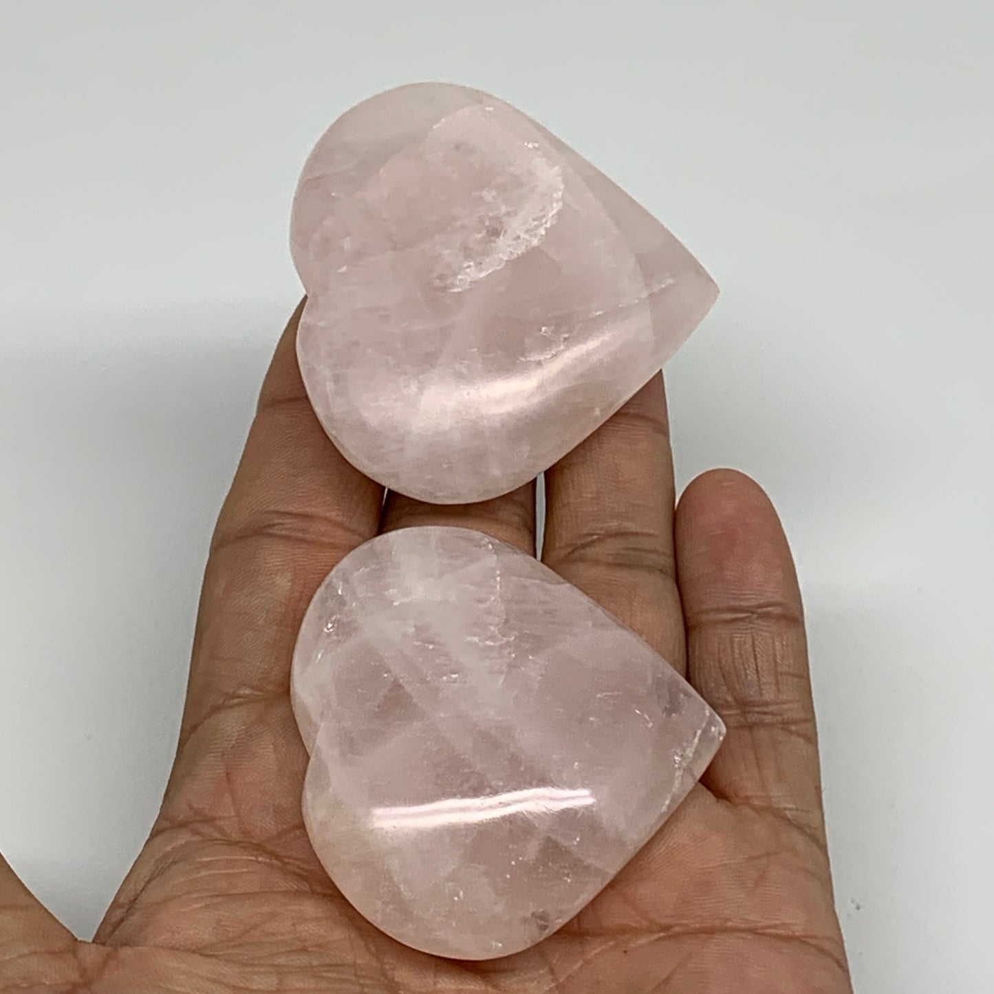 137.5g, 1.9"-2", 2pcs,  Rose Quartz Heart Healing Crystal @Madagascar, B34576