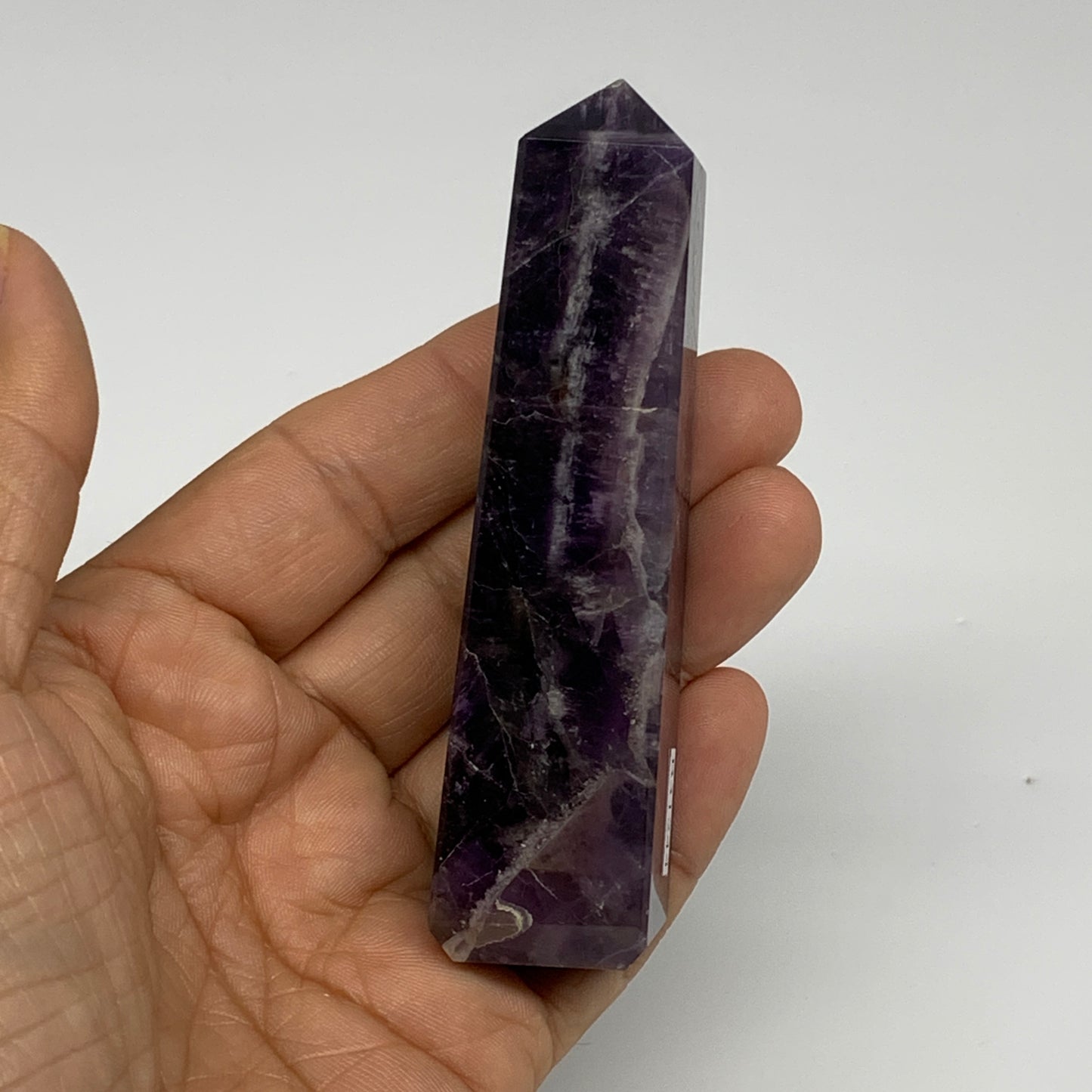99.2g, 3.7"x0.9"x0.9" Natural Amethyst Tower Point Obelisk @Brazil, B31244