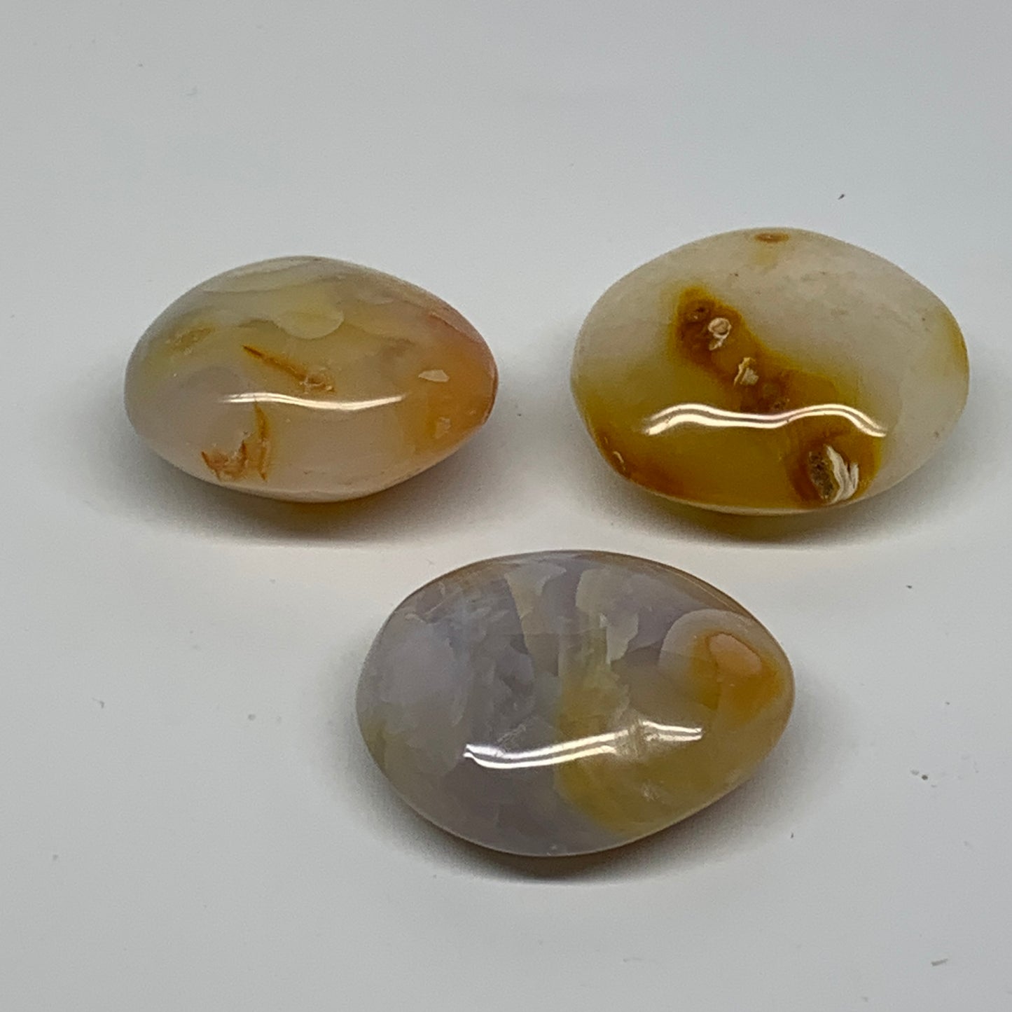 221.5g, 1.9"-2.1", 3pcs, Red Carnelian Palm-Stone Gem Crystal Polished, B37613