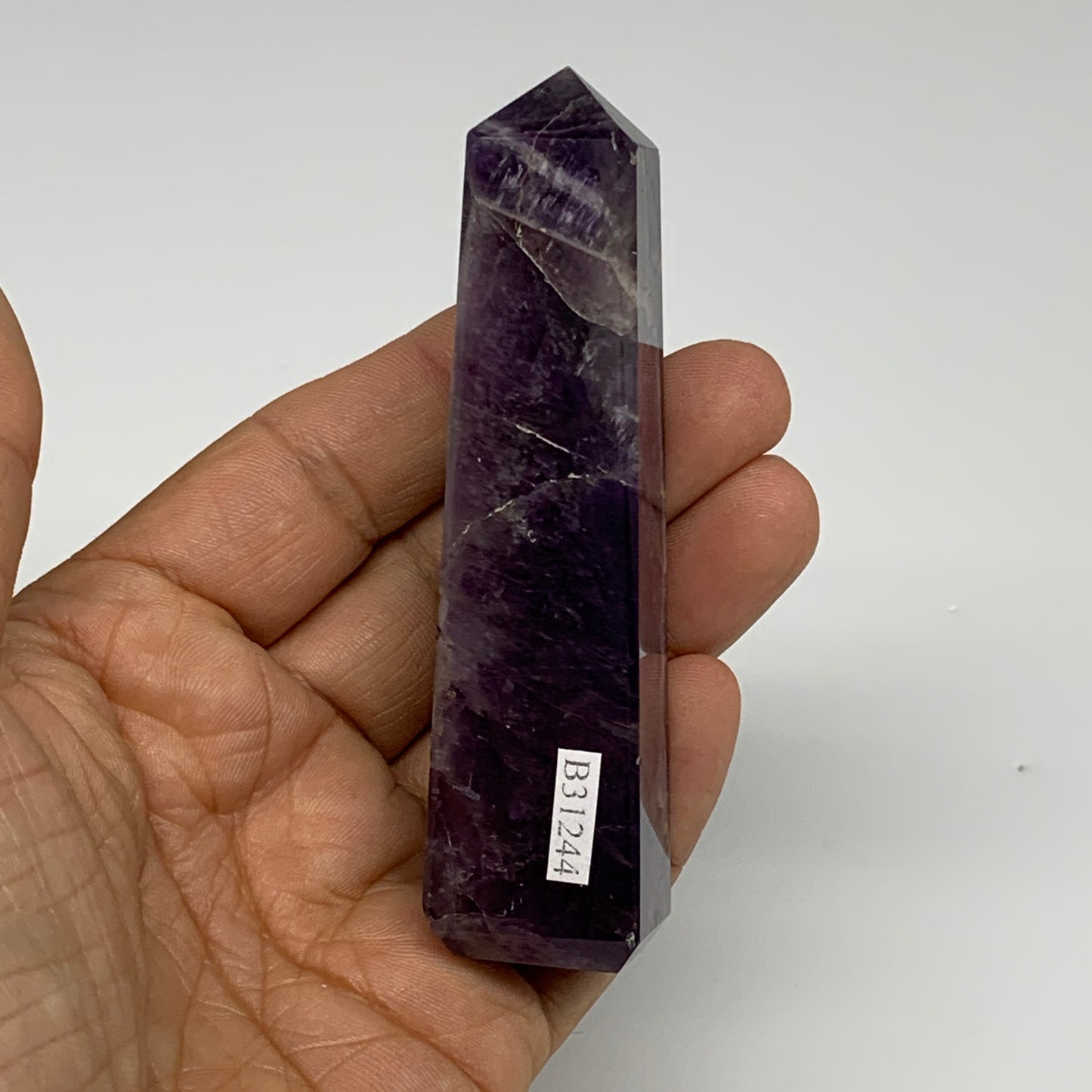 99.2g, 3.7"x0.9"x0.9" Natural Amethyst Tower Point Obelisk @Brazil, B31244