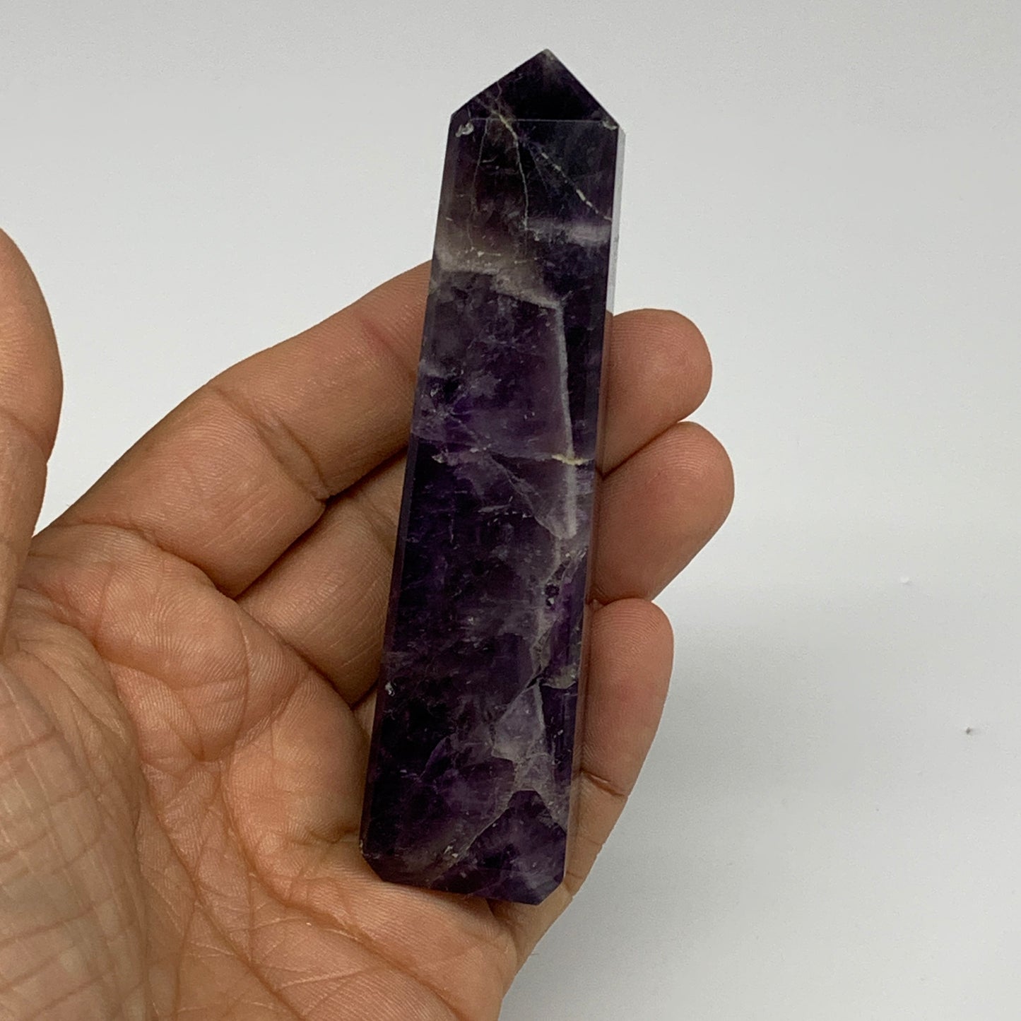99.2g, 3.7"x0.9"x0.9" Natural Amethyst Tower Point Obelisk @Brazil, B31244