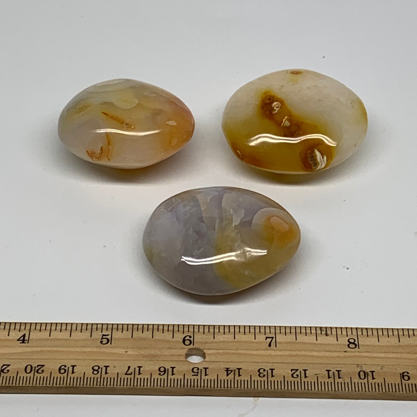 221.5g, 1.9"-2.1", 3pcs, Red Carnelian Palm-Stone Gem Crystal Polished, B37613