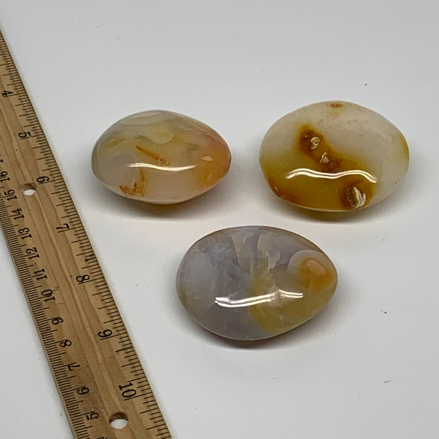 221.5g, 1.9"-2.1", 3pcs, Red Carnelian Palm-Stone Gem Crystal Polished, B37613