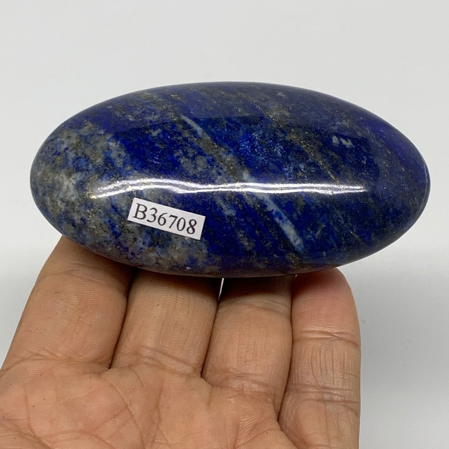 167.9g, 3.3"x1.8"x1.1", Natural Lapis Lazuli Palm Stone @Afghanistan, B36708