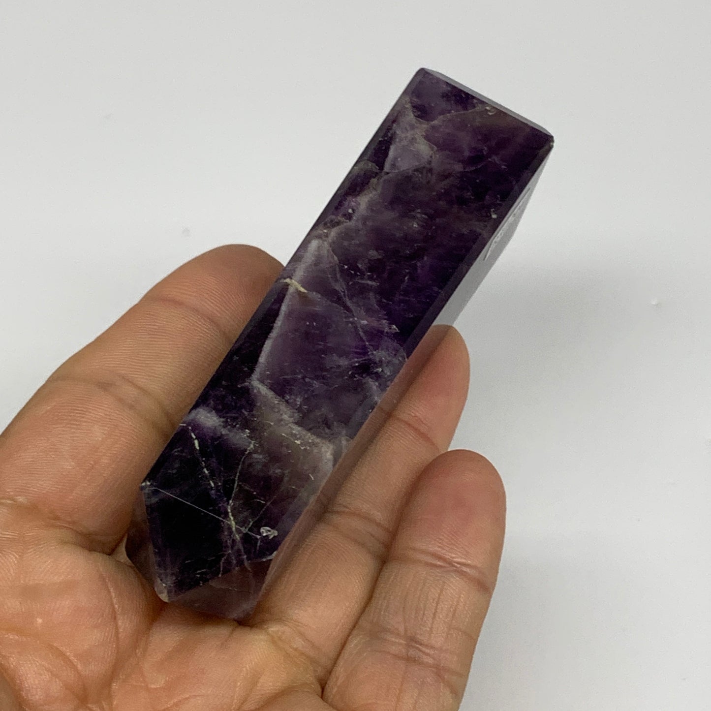 99.2g, 3.7"x0.9"x0.9" Natural Amethyst Tower Point Obelisk @Brazil, B31244