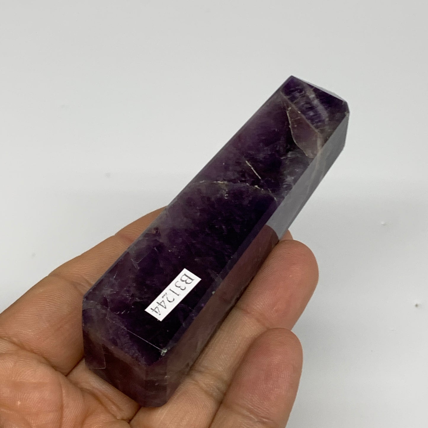 99.2g, 3.7"x0.9"x0.9" Natural Amethyst Tower Point Obelisk @Brazil, B31244