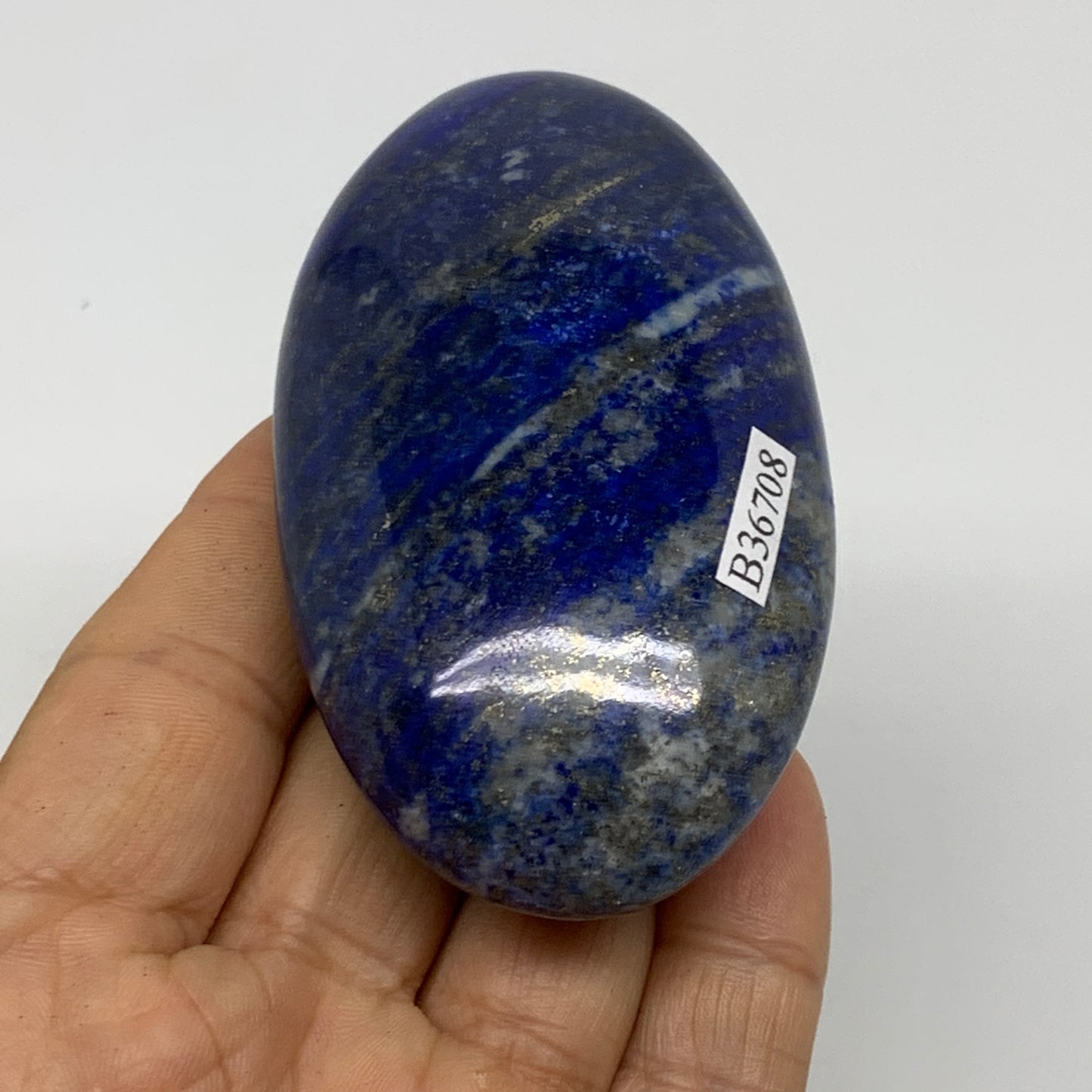 167.9g, 3.3"x1.8"x1.1", Natural Lapis Lazuli Palm Stone @Afghanistan, B36708