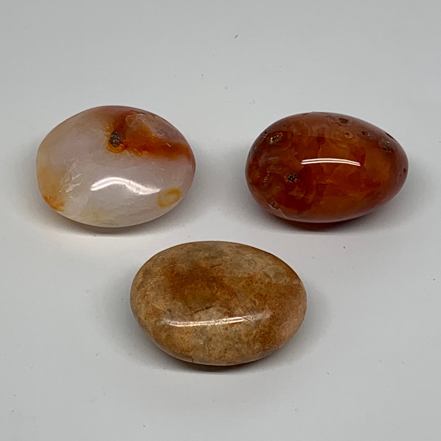 192.6g, 1.8"-1.9", 3pcs, Red Carnelian Palm-Stone Gem Crystal Polished, B37614
