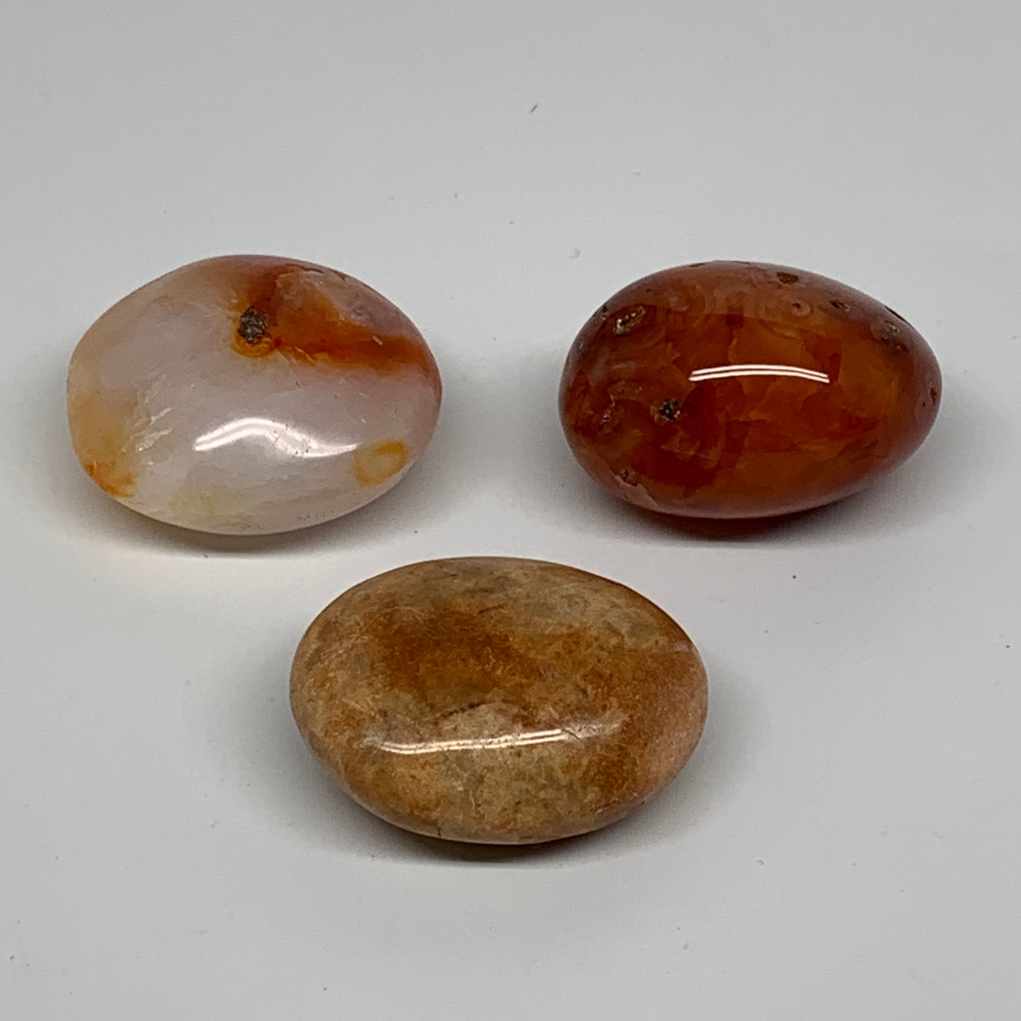 192.6g, 1.8"-1.9", 3pcs, Red Carnelian Palm-Stone Gem Crystal Polished, B37614