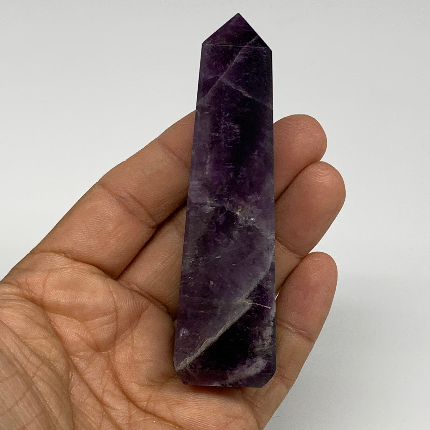 99.5g, 3.6"x0.9"x1" Natural Amethyst Tower Point Obelisk @Brazil, B31245