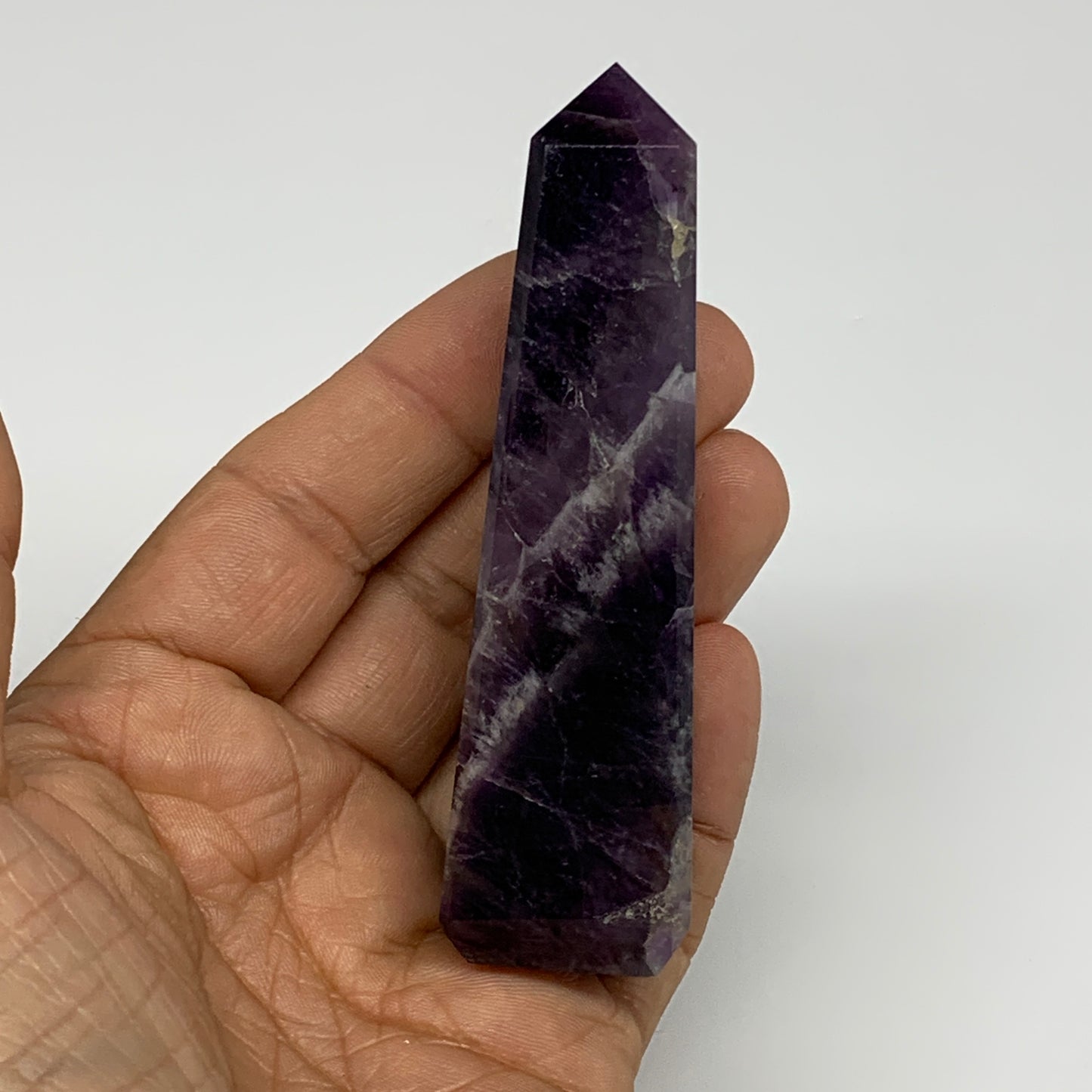 99.5g, 3.6"x0.9"x1" Natural Amethyst Tower Point Obelisk @Brazil, B31245