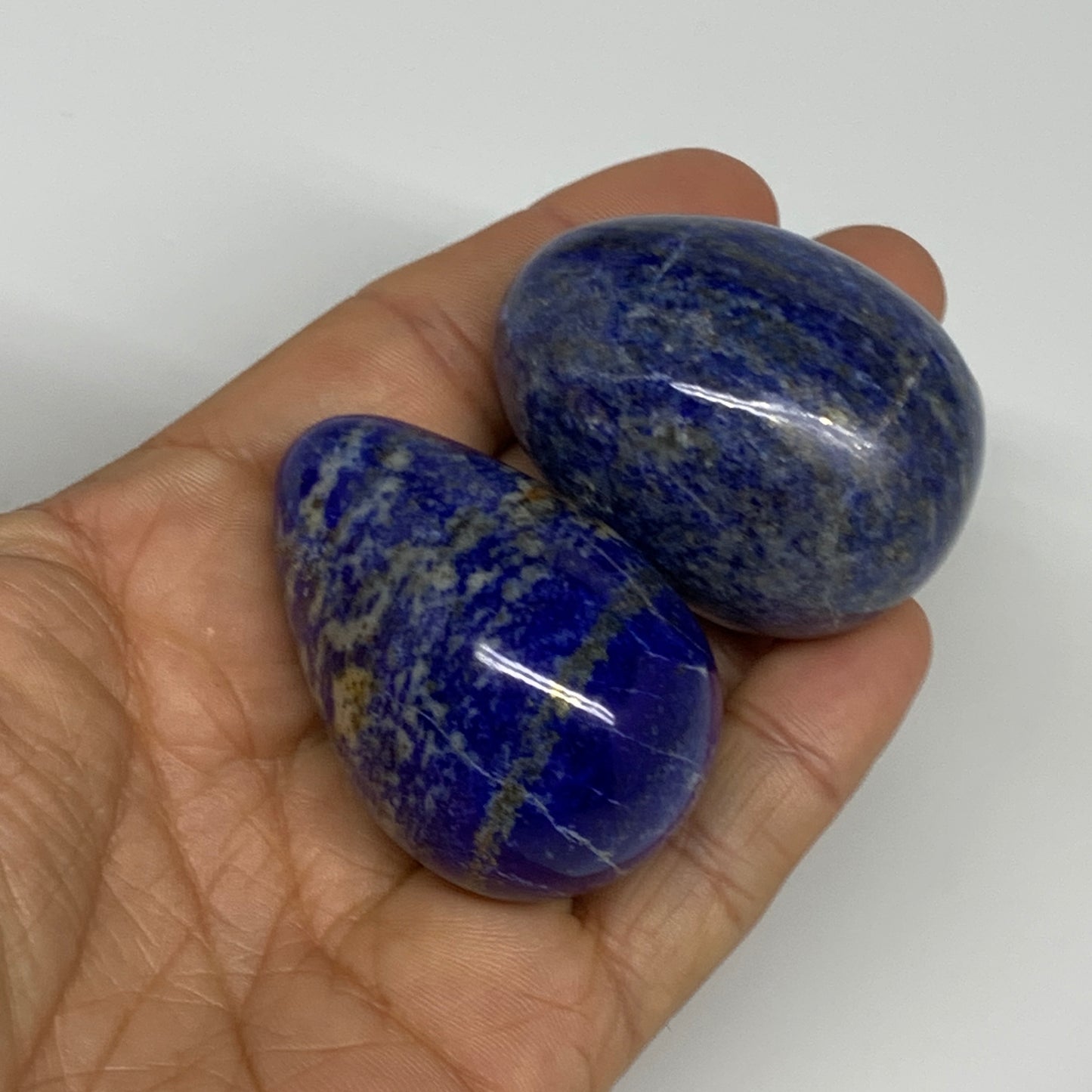 170.4g, 1.8"-1.9", 2pcs, Natural Lapis Lazuli Egg Polished @Afghanistan, B30405