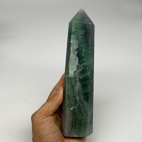 1.31 lbs, 7.3"x1.8"x1.3" Natural Fluorite Tower Obelisk Point Crystal, B29668