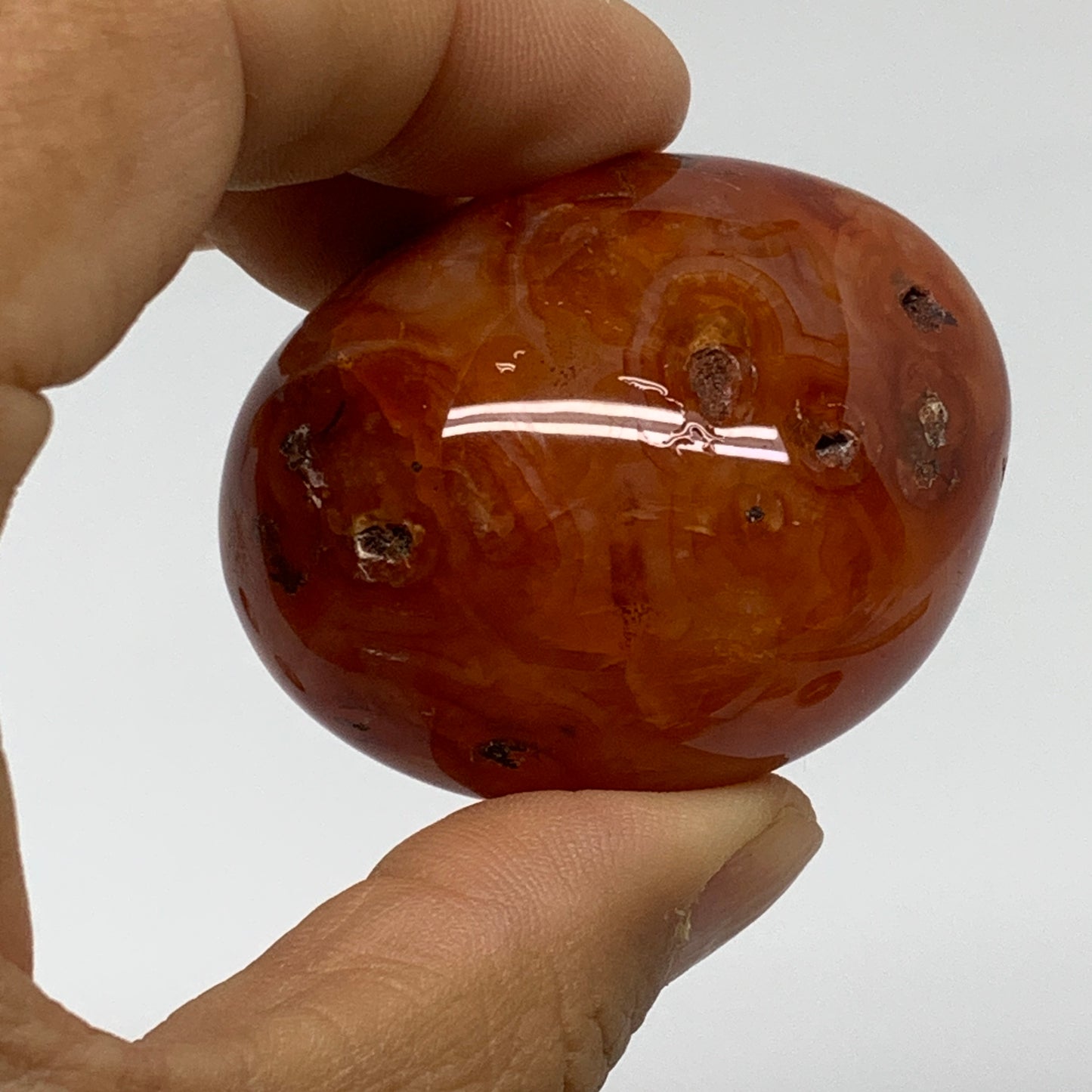 192.6g, 1.8"-1.9", 3pcs, Red Carnelian Palm-Stone Gem Crystal Polished, B37614