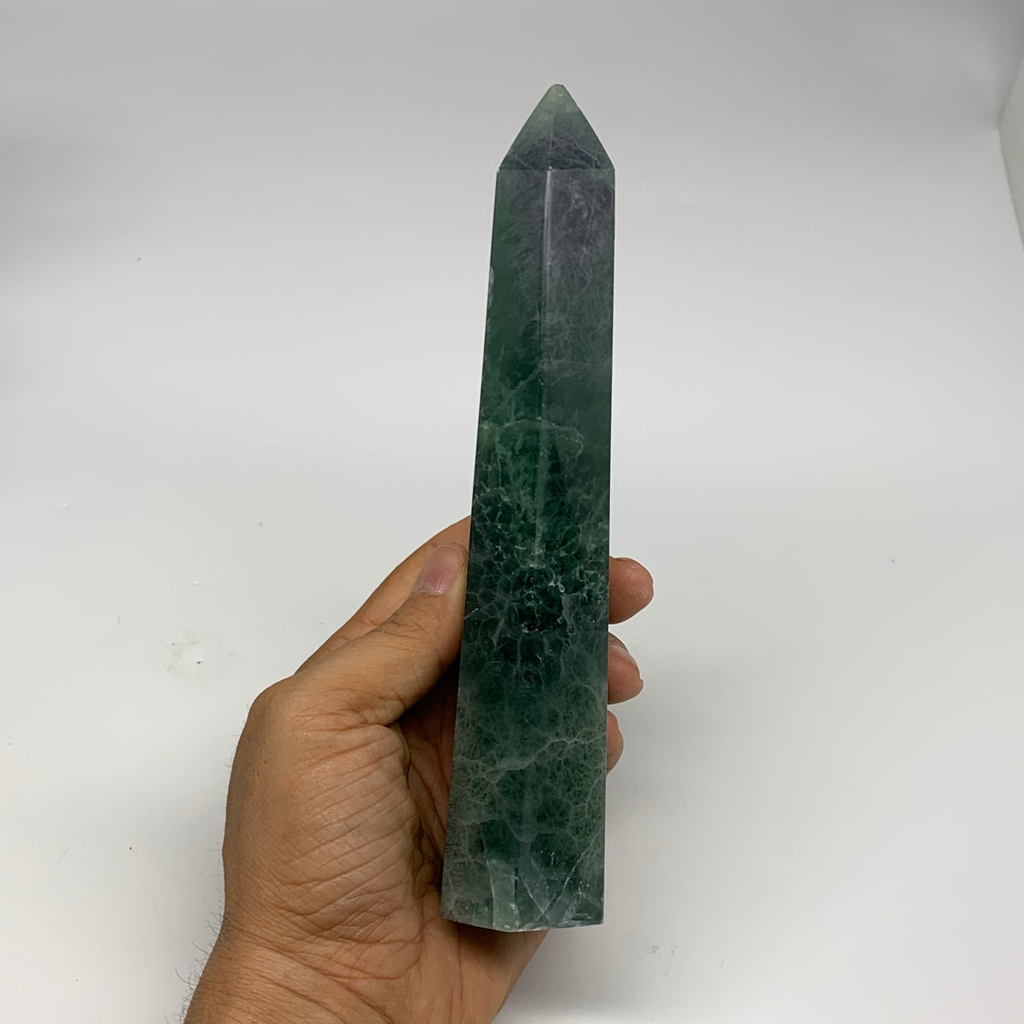 1.31 lbs, 7.3"x1.8"x1.3" Natural Fluorite Tower Obelisk Point Crystal, B29668