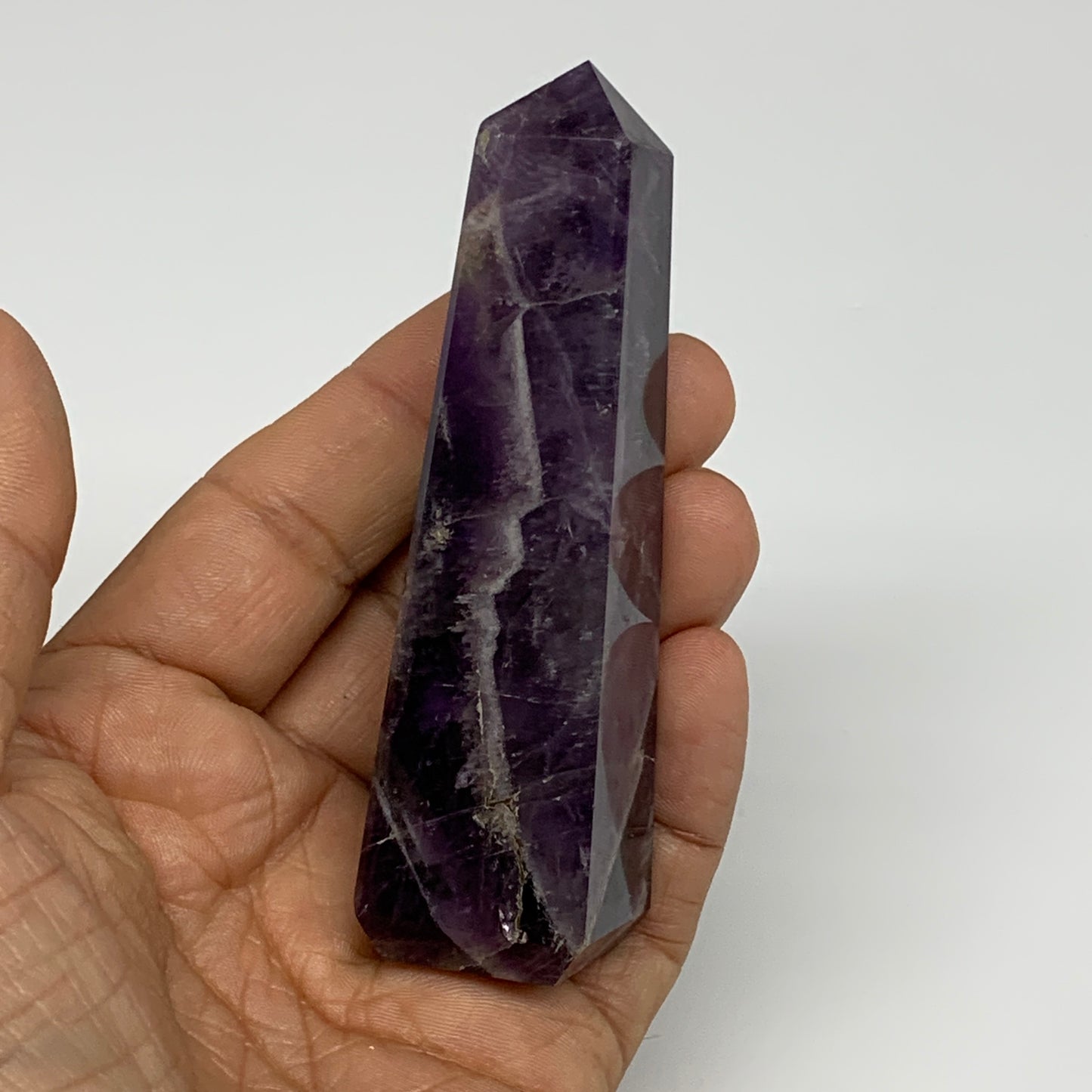 99.5g, 3.6"x0.9"x1" Natural Amethyst Tower Point Obelisk @Brazil, B31245