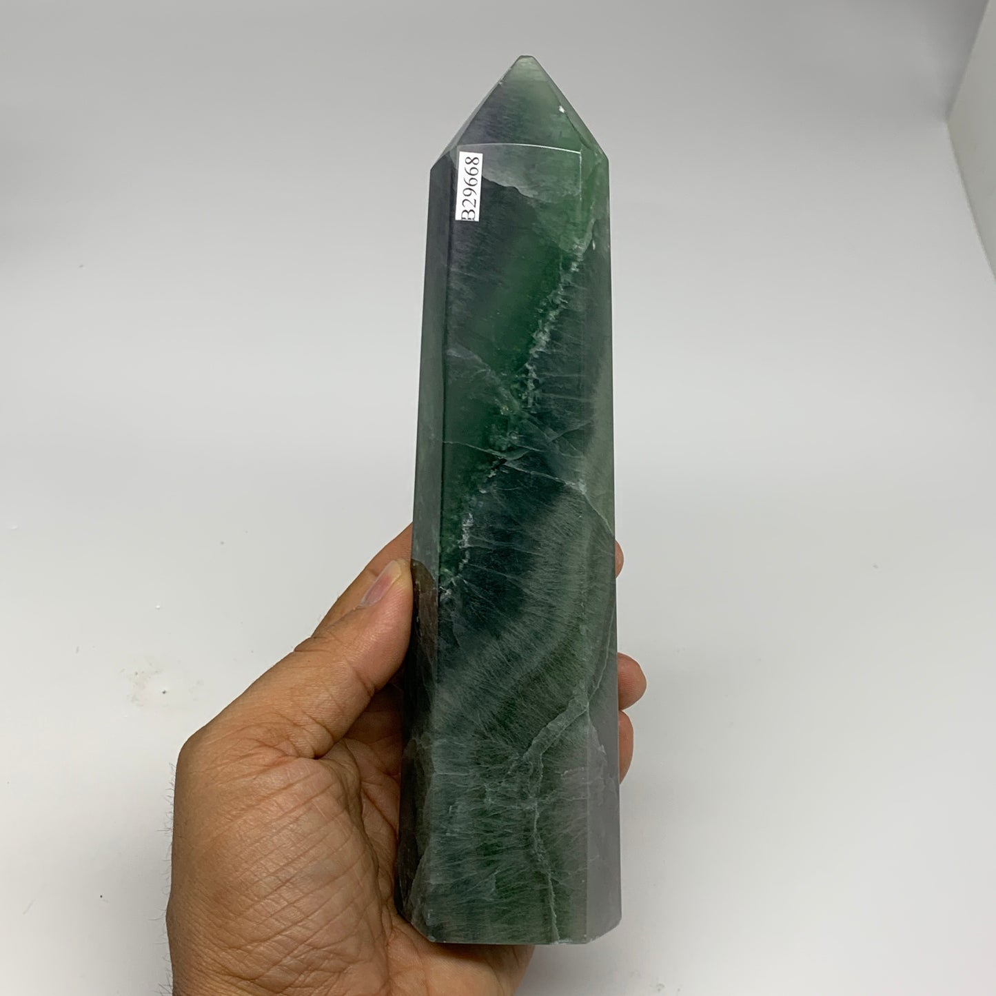 1.31 lbs, 7.3"x1.8"x1.3" Natural Fluorite Tower Obelisk Point Crystal, B29668