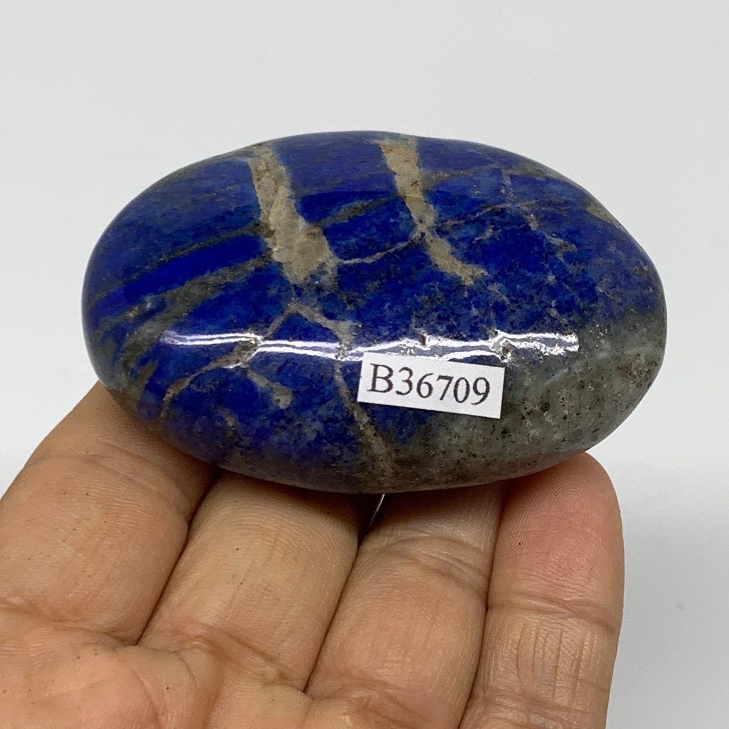 119.9g, 2.6"x1.7"x1", Natural Lapis Lazuli Palm Stone @Afghanistan, B36709