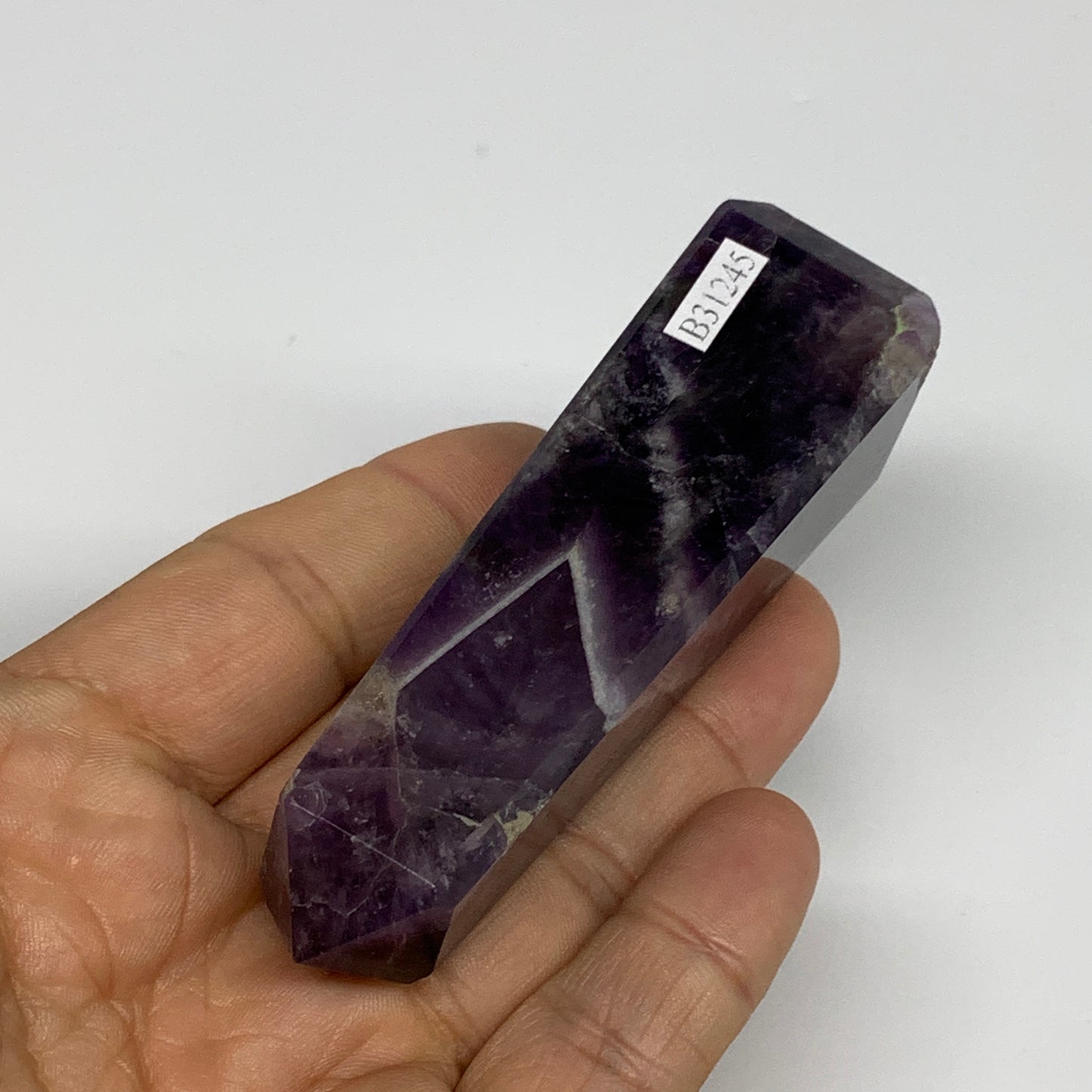 99.5g, 3.6"x0.9"x1" Natural Amethyst Tower Point Obelisk @Brazil, B31245