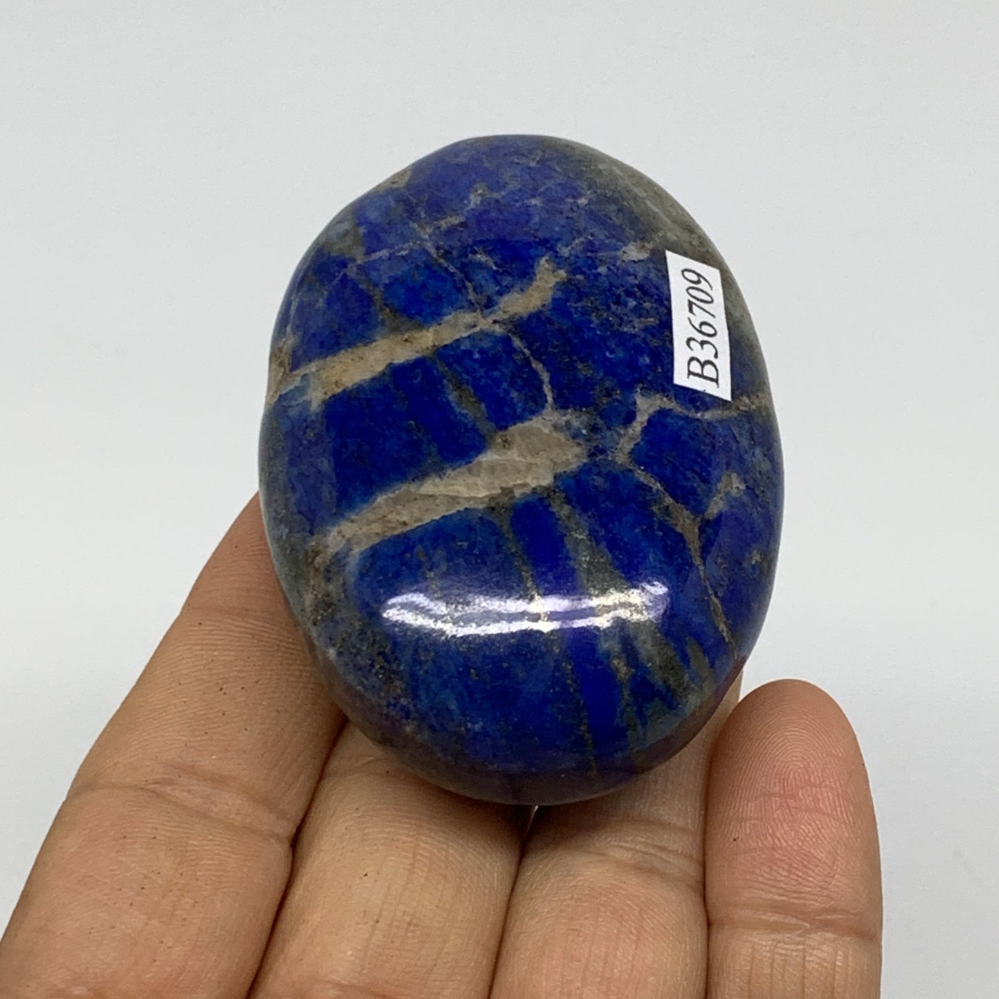 119.9g, 2.6"x1.7"x1", Natural Lapis Lazuli Palm Stone @Afghanistan, B36709