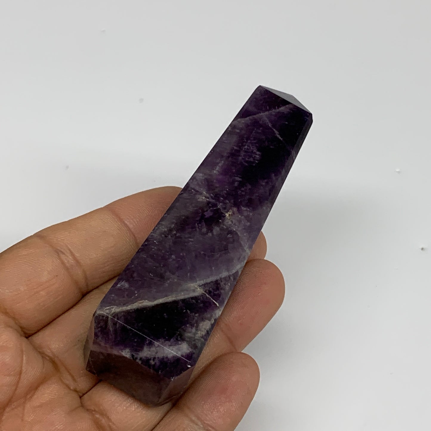 99.5g, 3.6"x0.9"x1" Natural Amethyst Tower Point Obelisk @Brazil, B31245