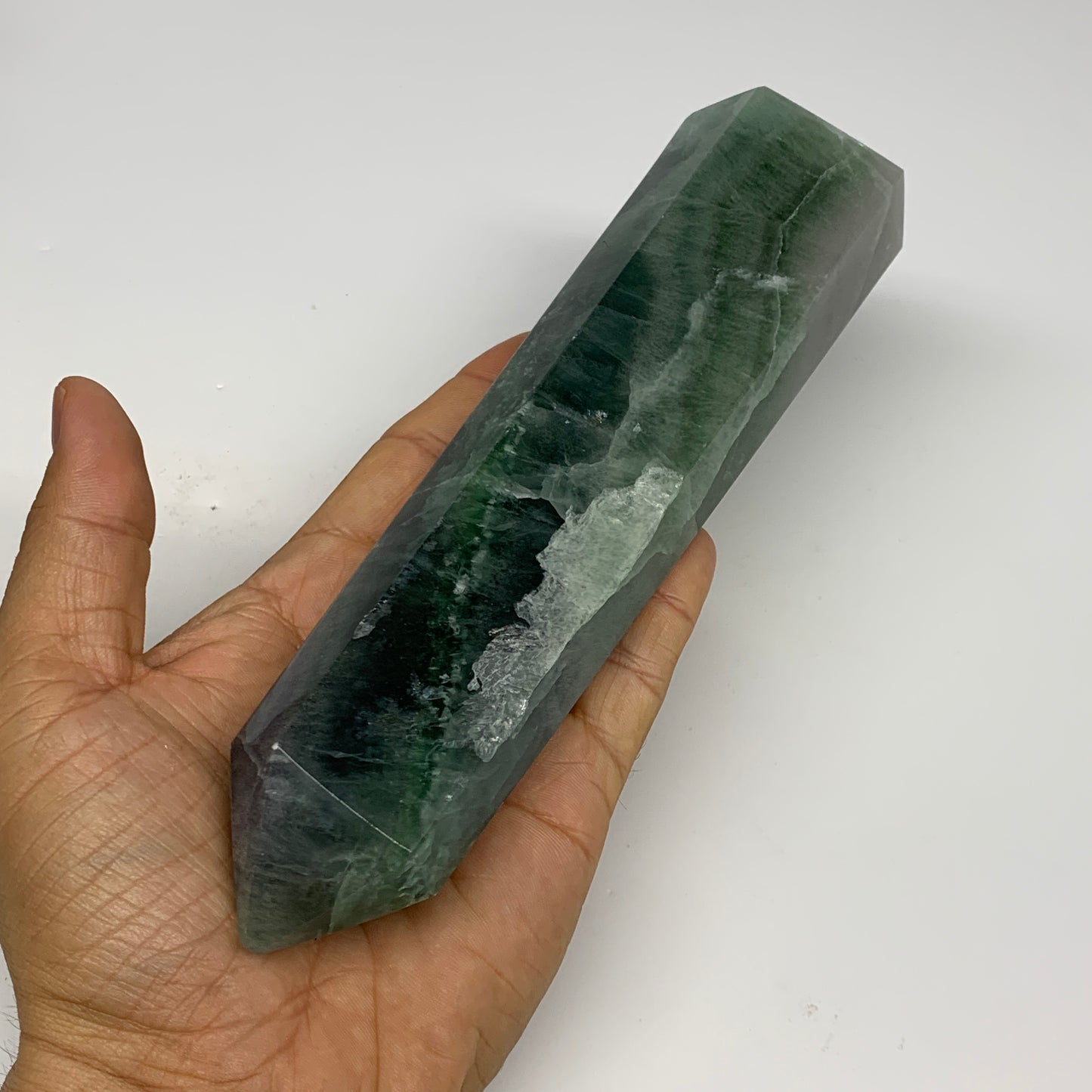 1.31 lbs, 7.3"x1.8"x1.3" Natural Fluorite Tower Obelisk Point Crystal, B29668