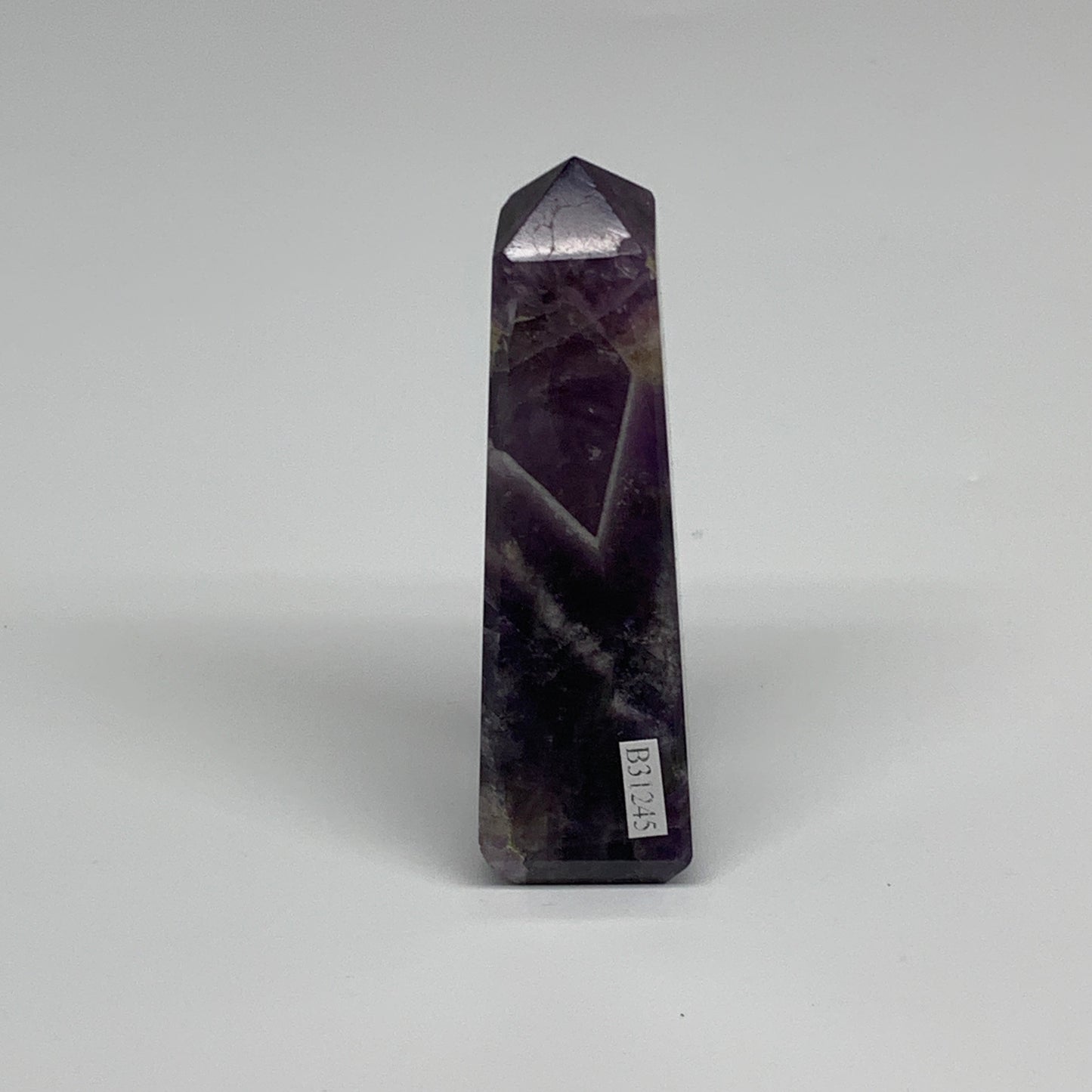 99.5g, 3.6"x0.9"x1" Natural Amethyst Tower Point Obelisk @Brazil, B31245