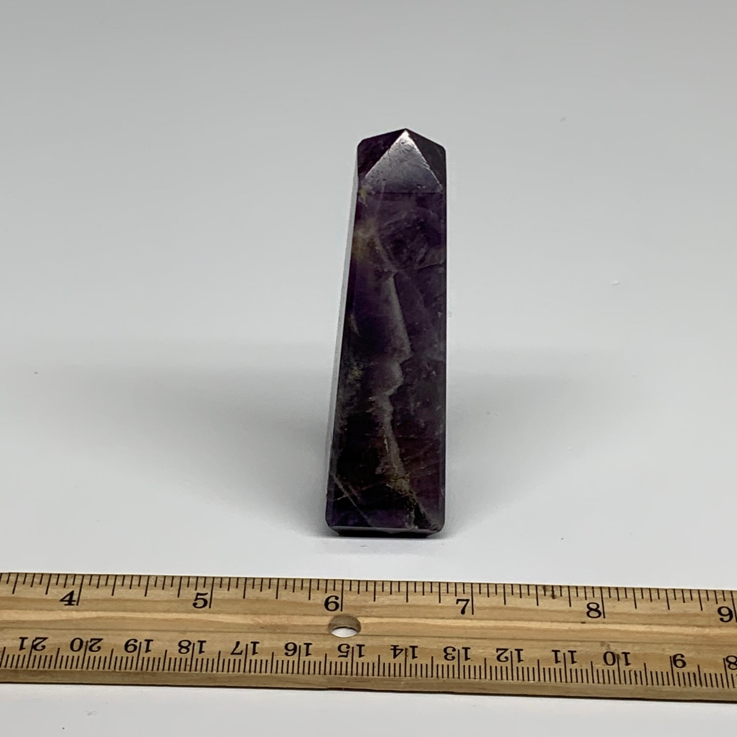 99.5g, 3.6"x0.9"x1" Natural Amethyst Tower Point Obelisk @Brazil, B31245