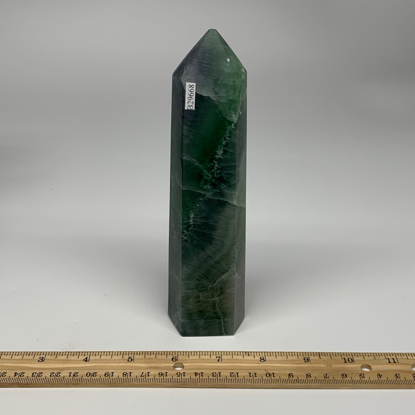 1.31 lbs, 7.3"x1.8"x1.3" Natural Fluorite Tower Obelisk Point Crystal, B29668