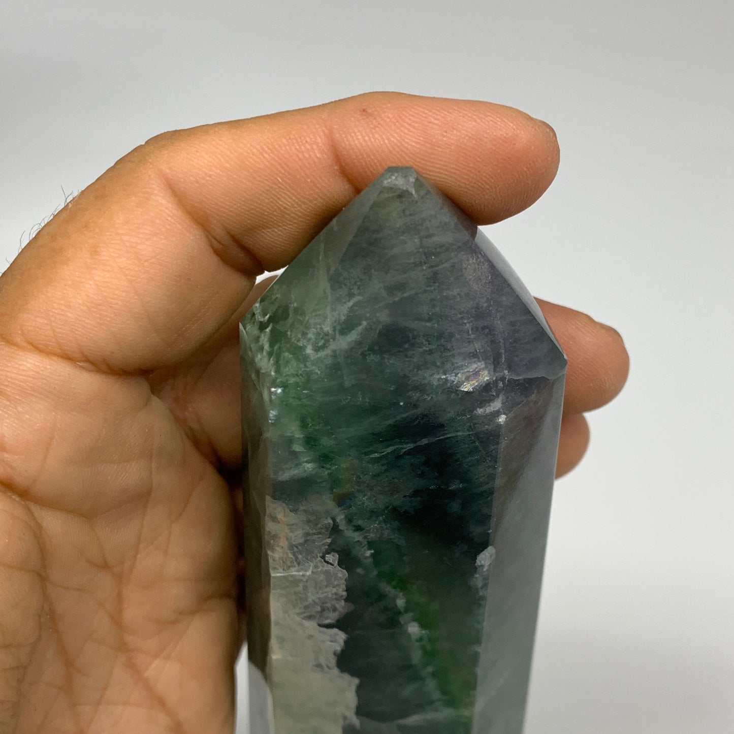 1.31 lbs, 7.3"x1.8"x1.3" Natural Fluorite Tower Obelisk Point Crystal, B29668