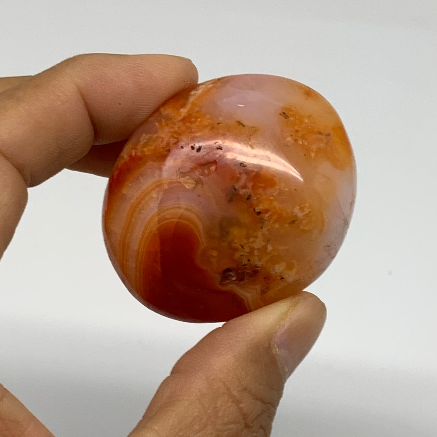 212.5g, 1.8"-1.9", 3pcs, Red Carnelian Palm-Stone Gem Crystal Polished, B37615