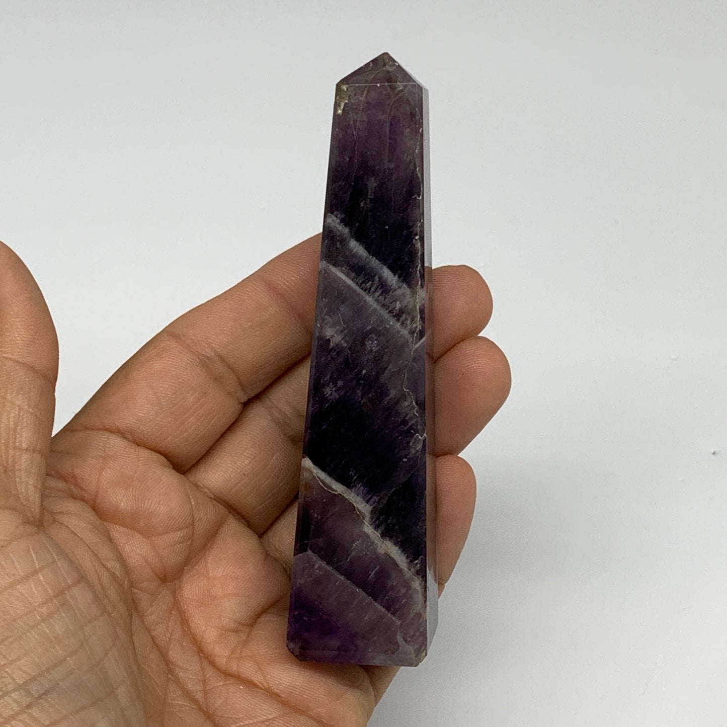 103.9g, 4"x0.9"x1" Natural Amethyst Tower Point Obelisk @Brazil, B31246