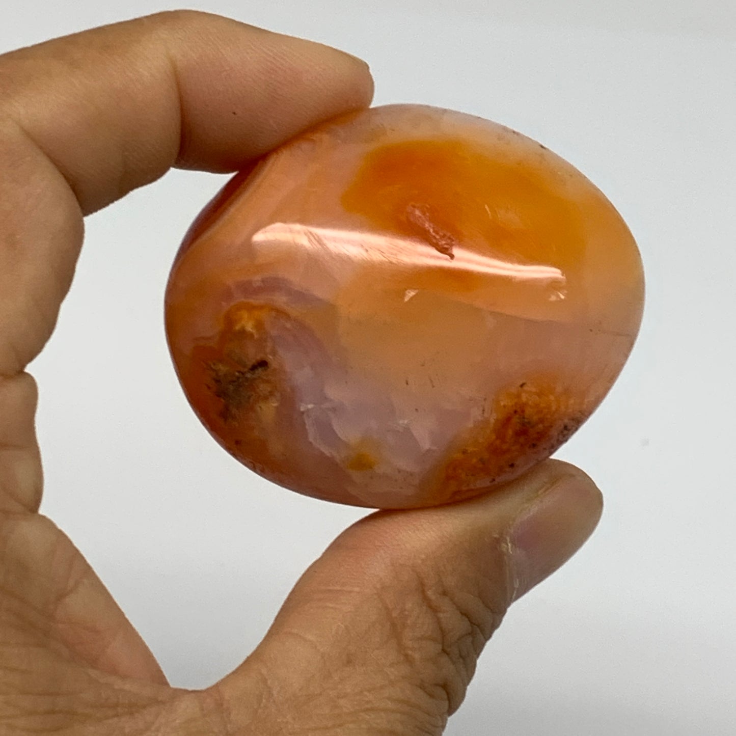 212.5g, 1.8"-1.9", 3pcs, Red Carnelian Palm-Stone Gem Crystal Polished, B37615