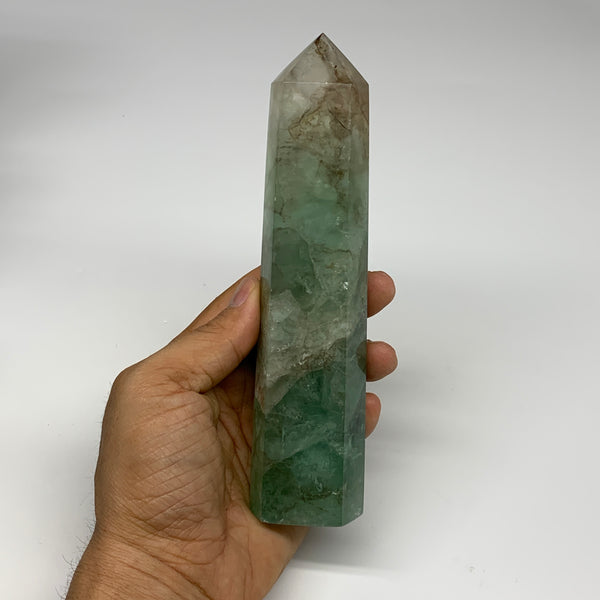 1.06 lbs, 7"x1.5"x1.3" Natural Fluorite Tower Obelisk Point Crystal, B29669