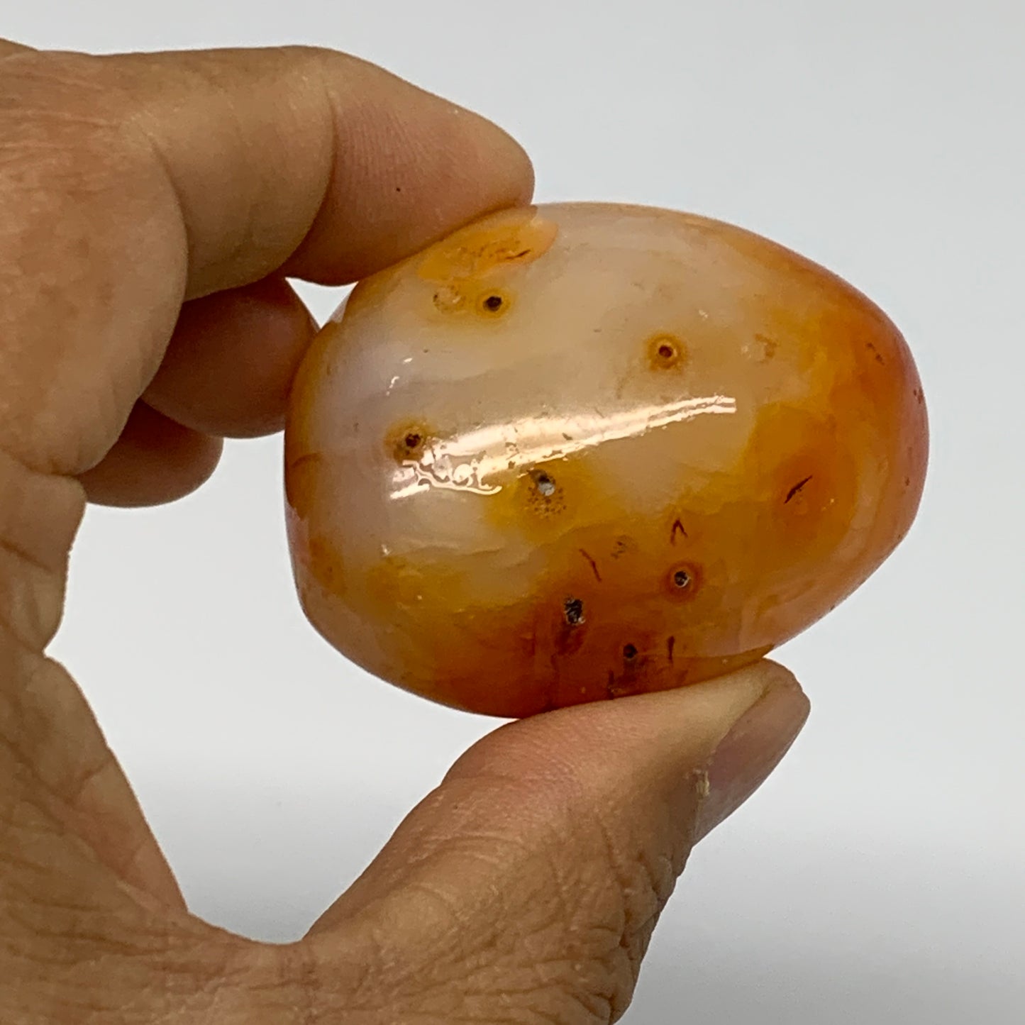 212.5g, 1.8"-1.9", 3pcs, Red Carnelian Palm-Stone Gem Crystal Polished, B37615