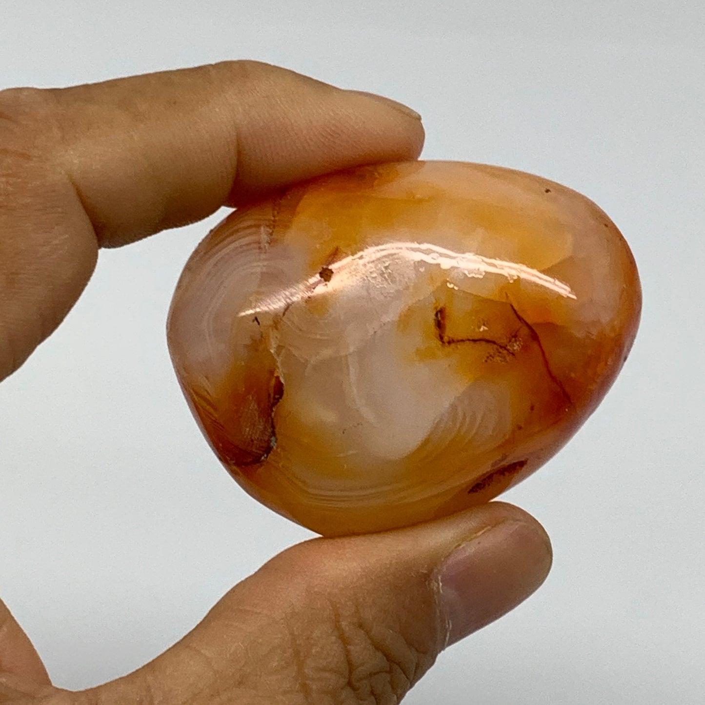 212.5g, 1.8"-1.9", 3pcs, Red Carnelian Palm-Stone Gem Crystal Polished, B37615