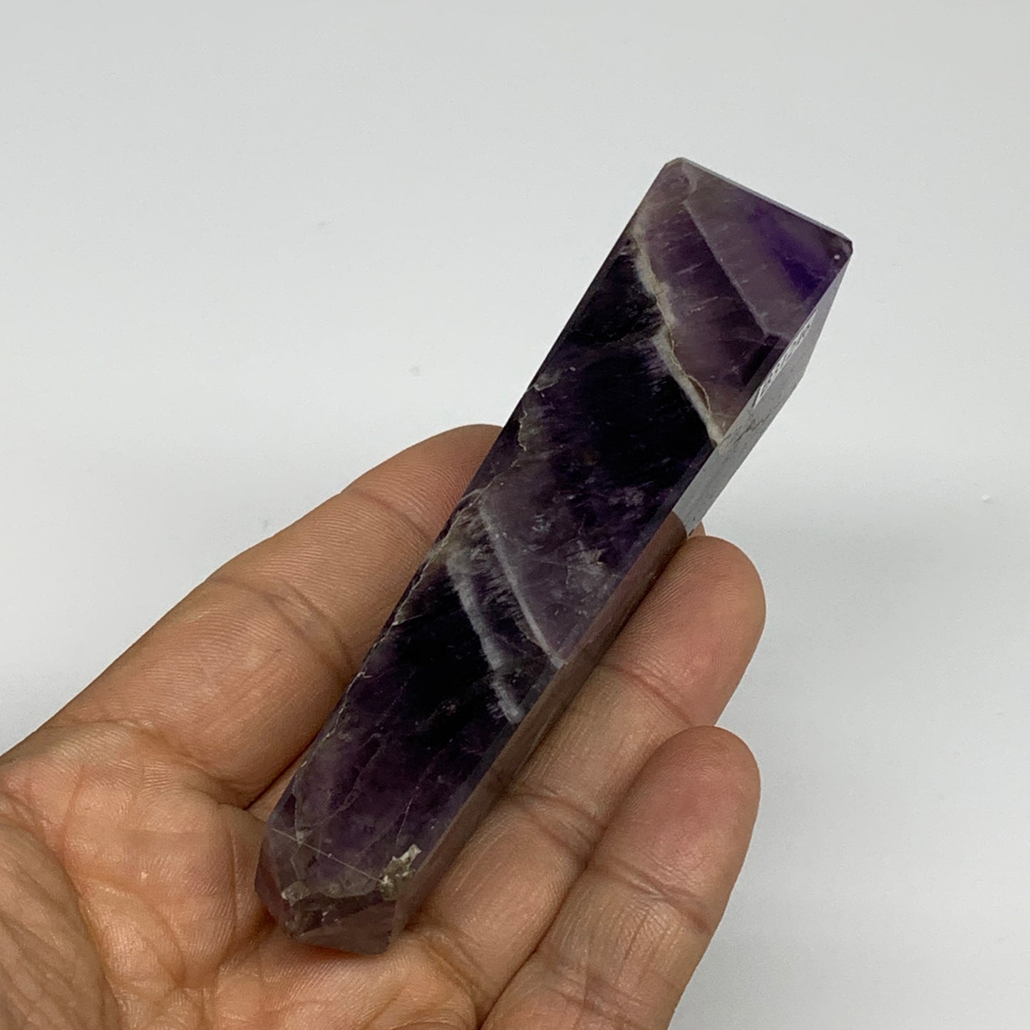 103.9g, 4"x0.9"x1" Natural Amethyst Tower Point Obelisk @Brazil, B31246