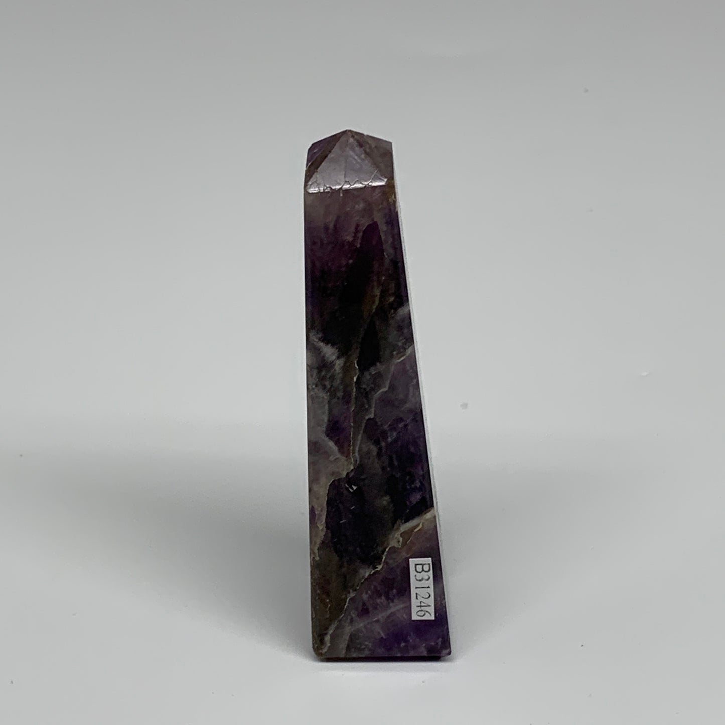 103.9g, 4"x0.9"x1" Natural Amethyst Tower Point Obelisk @Brazil, B31246