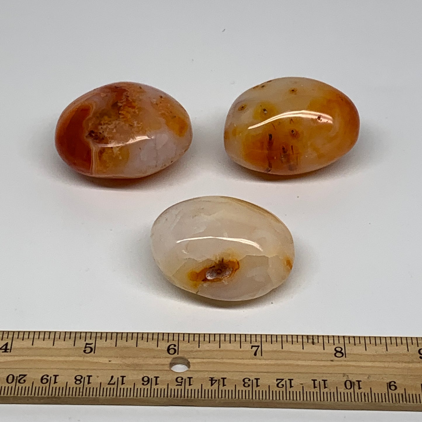 212.5g, 1.8"-1.9", 3pcs, Red Carnelian Palm-Stone Gem Crystal Polished, B37615