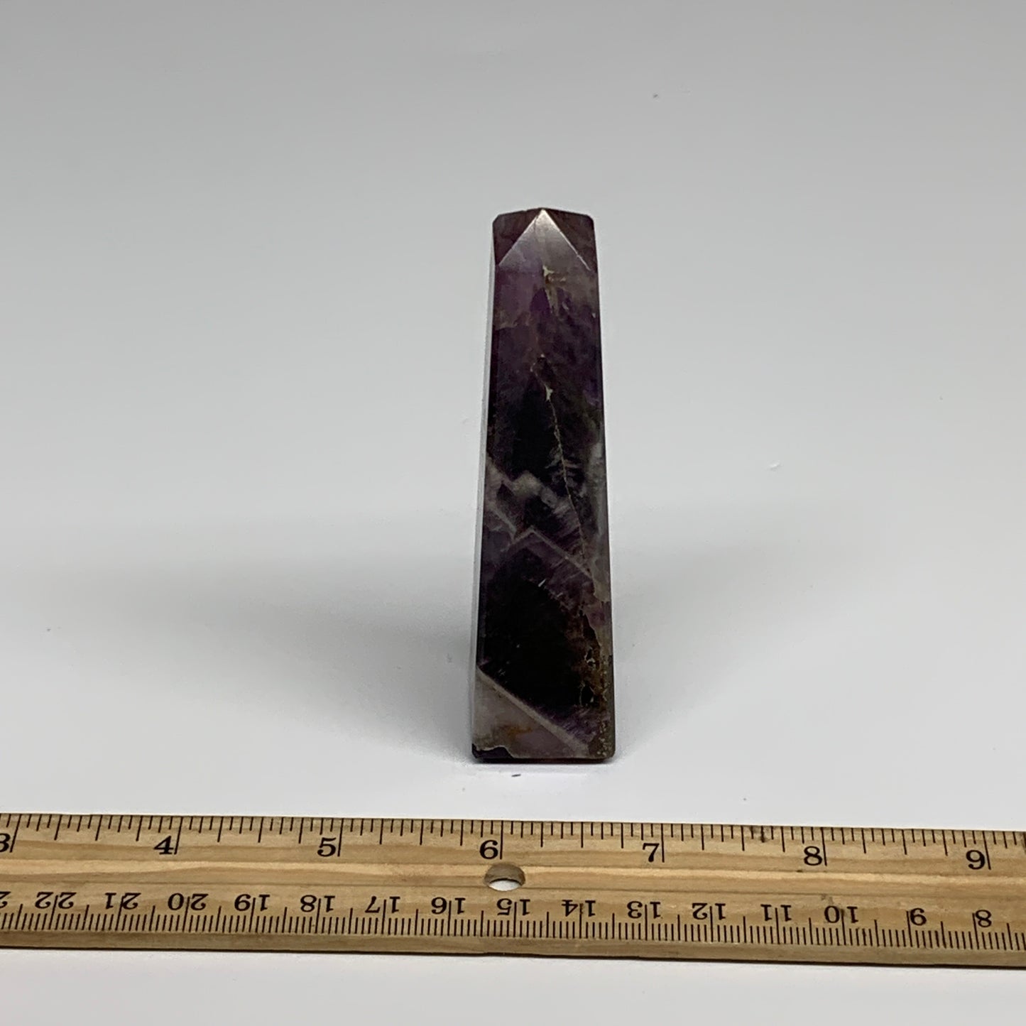 103.9g, 4"x0.9"x1" Natural Amethyst Tower Point Obelisk @Brazil, B31246